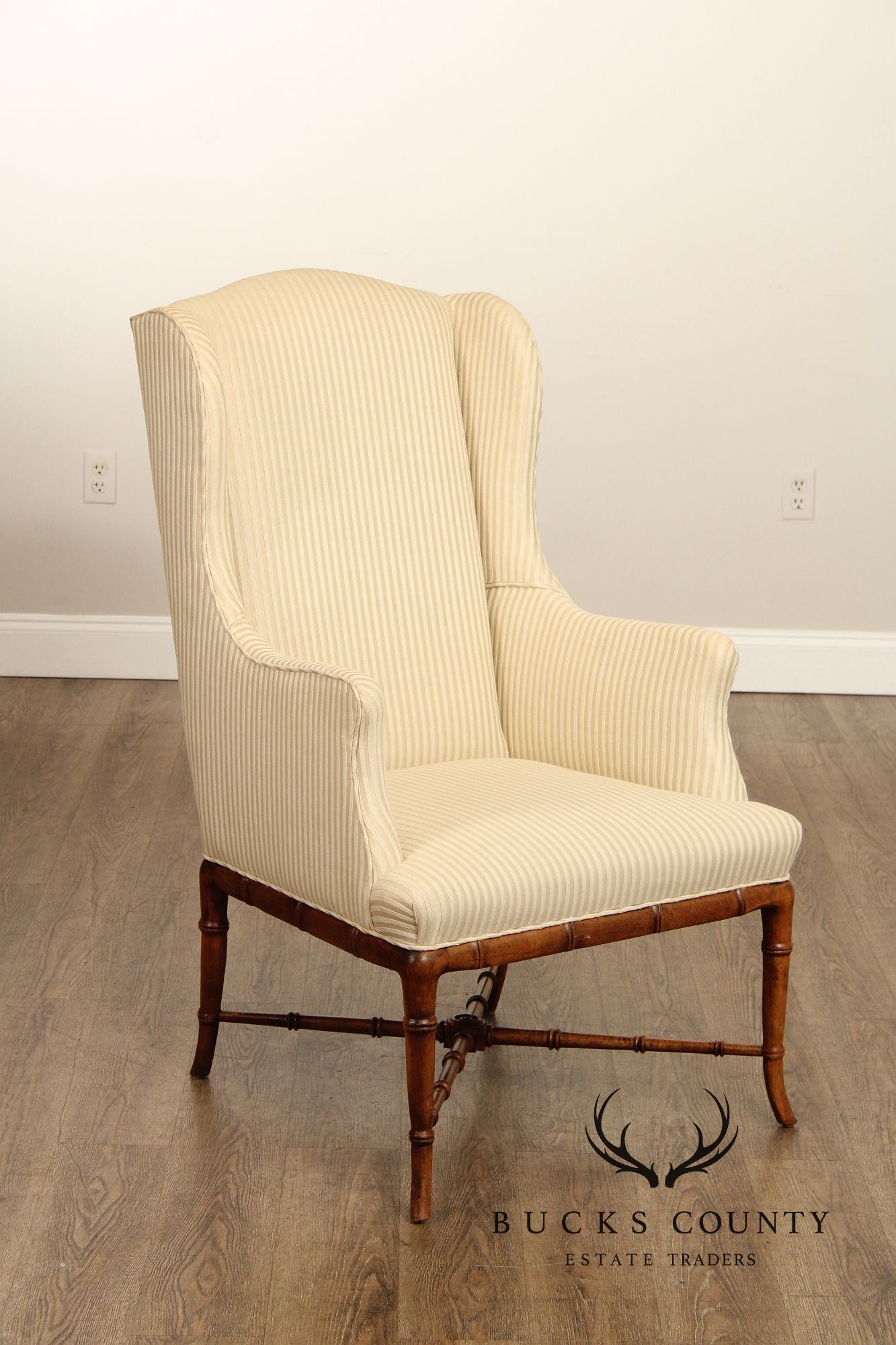 Quality Faux Bamboo Frame Vintage Wing Chair