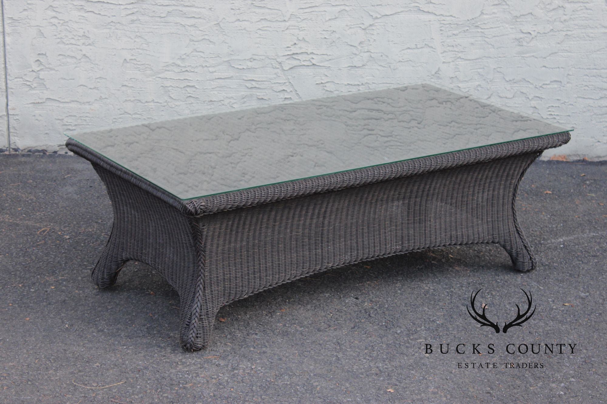 Summer Classics Outdoor Wicker Glass Top Coffee Table