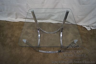 Roger Sprunger Dunbar Style Mid Century Arched Chrome Glass Top Coffee Table