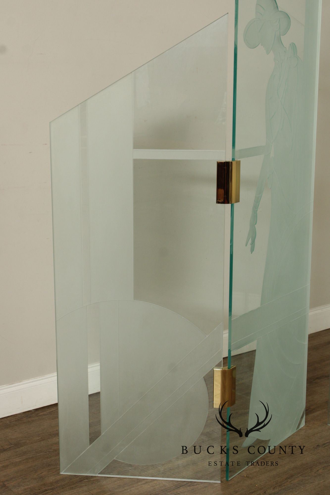 1980's Art Deco Style Glass Four-Panel Room Divider