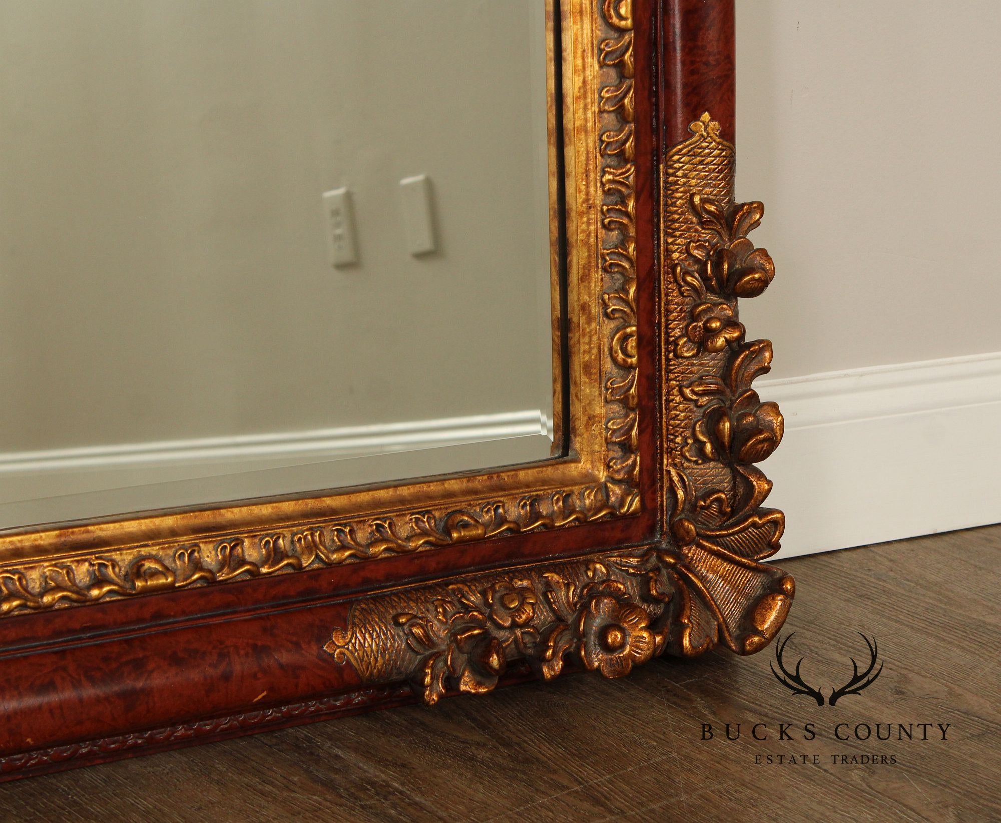 Italian Rococo Style Partial Gilt Carved Frame Wall Mirror