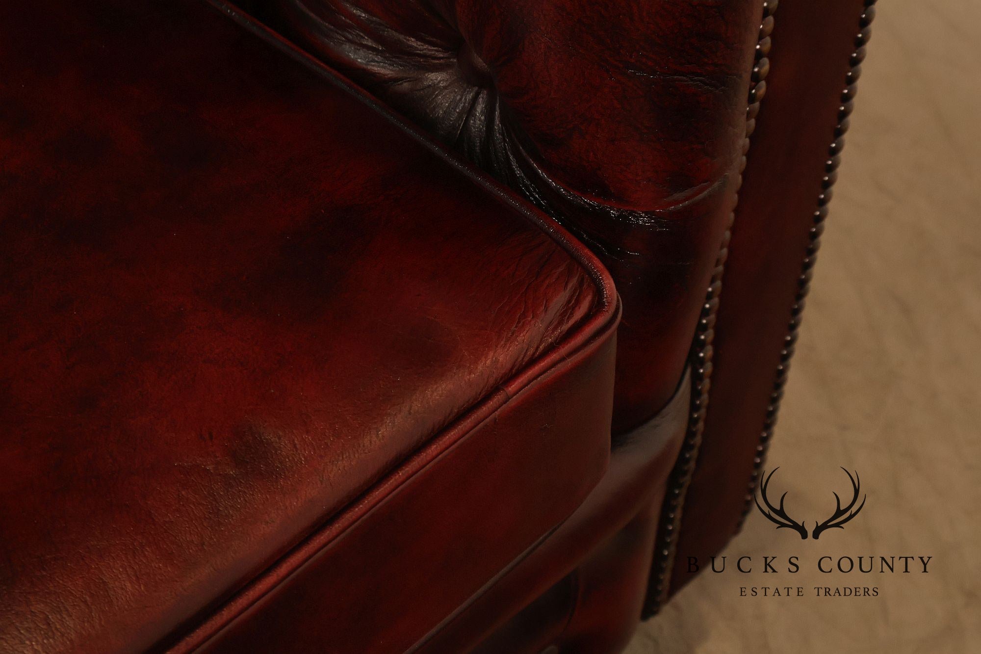 Chesterfield Style Oxford Red Tufted Leather Sofa
