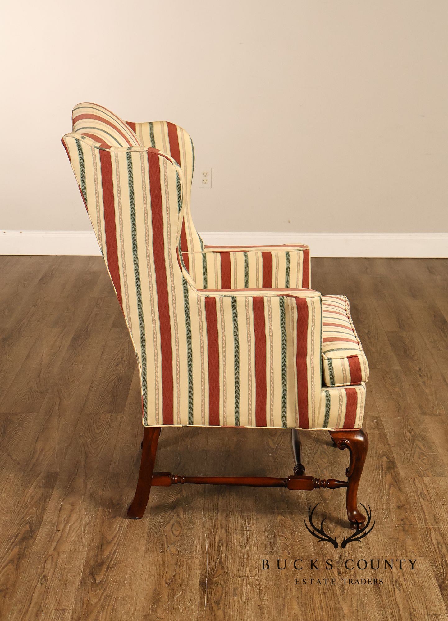 Gilliam Traditional Chippendale Style Pair Of Upholstered Wingback Armchairs