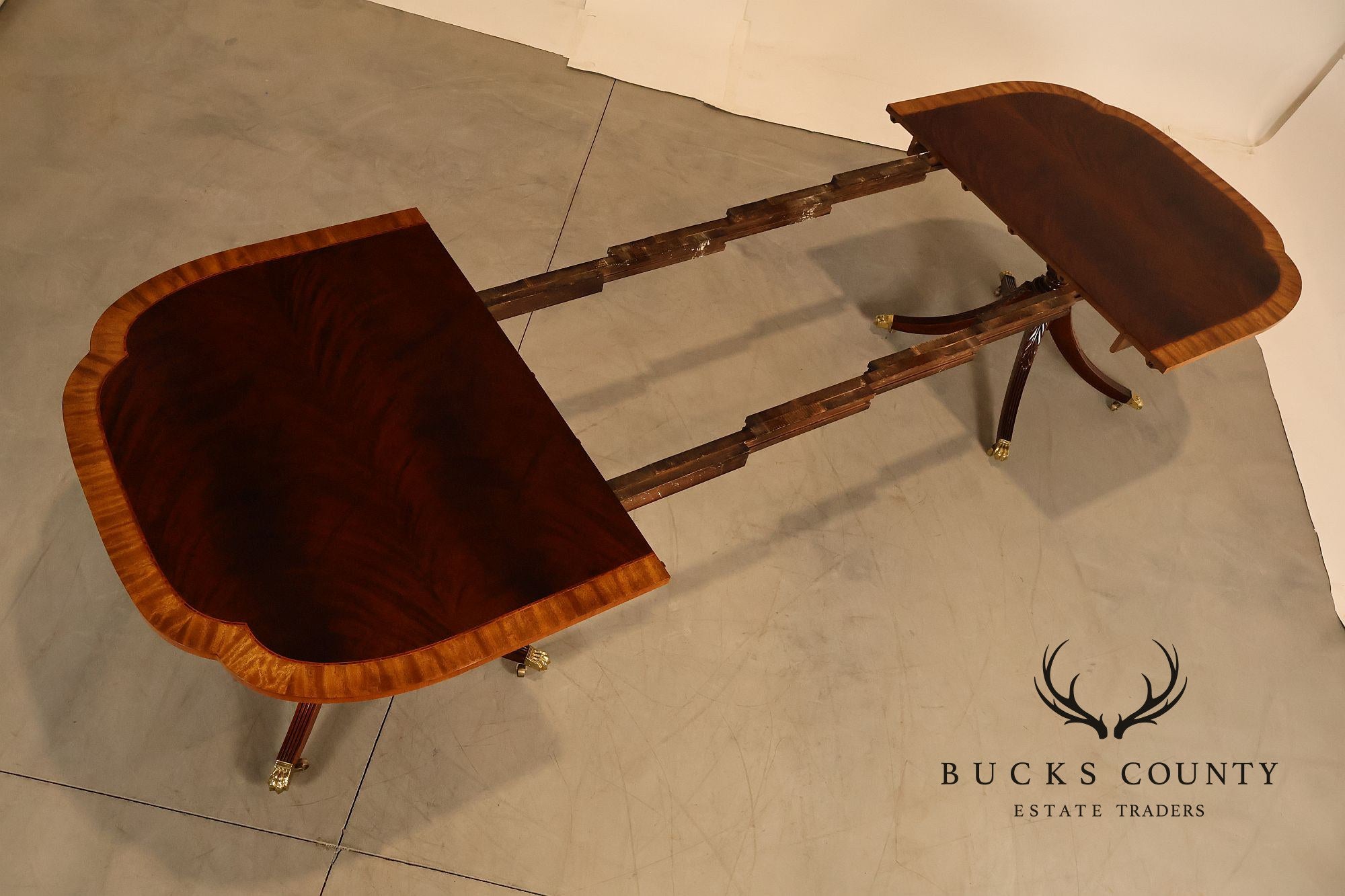 Councill Furniture Banded Mahogany Double Pedestal Dining Table