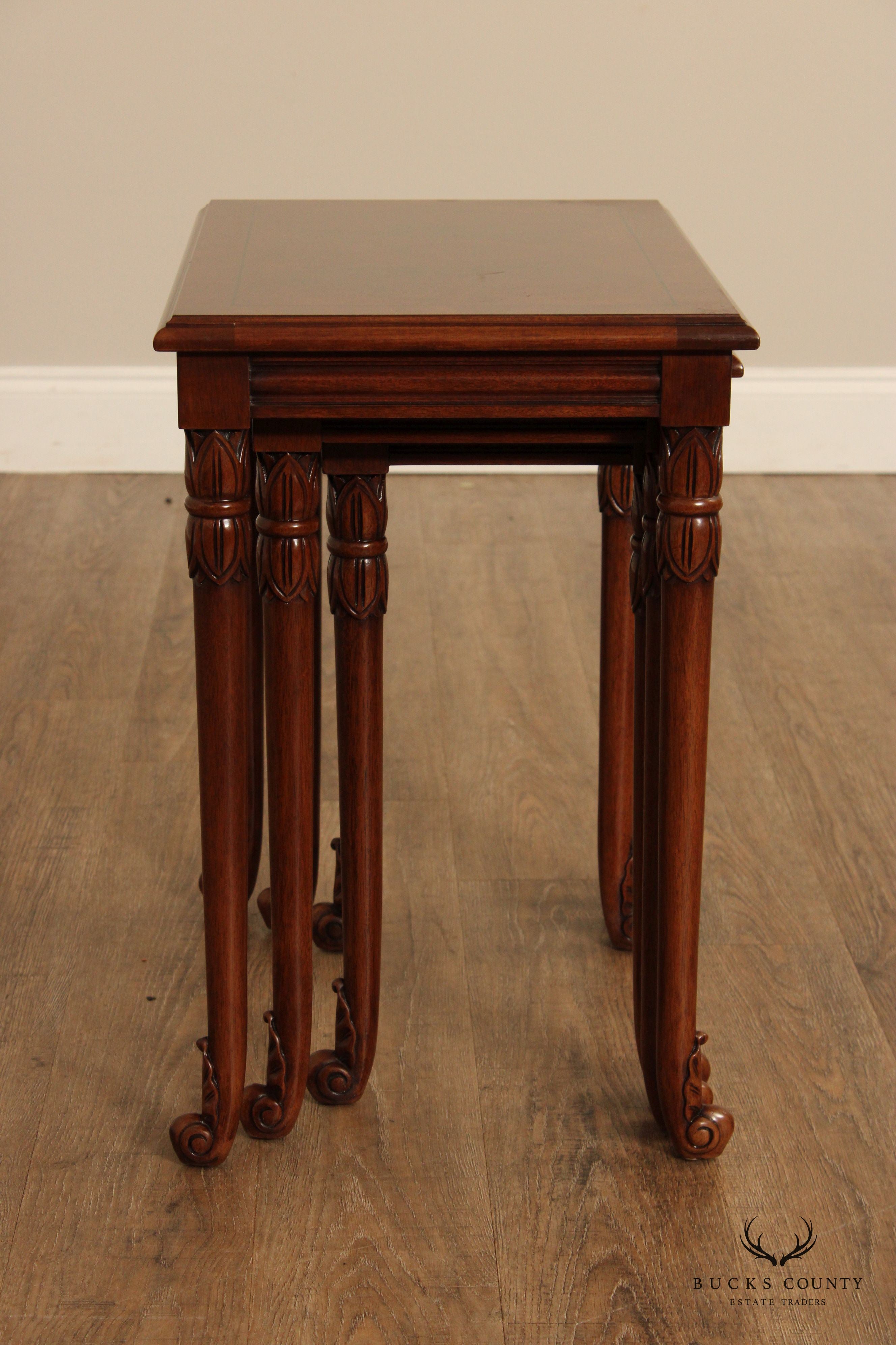 Karges French Regency Style Set Of Three Walnut Nesting Tables