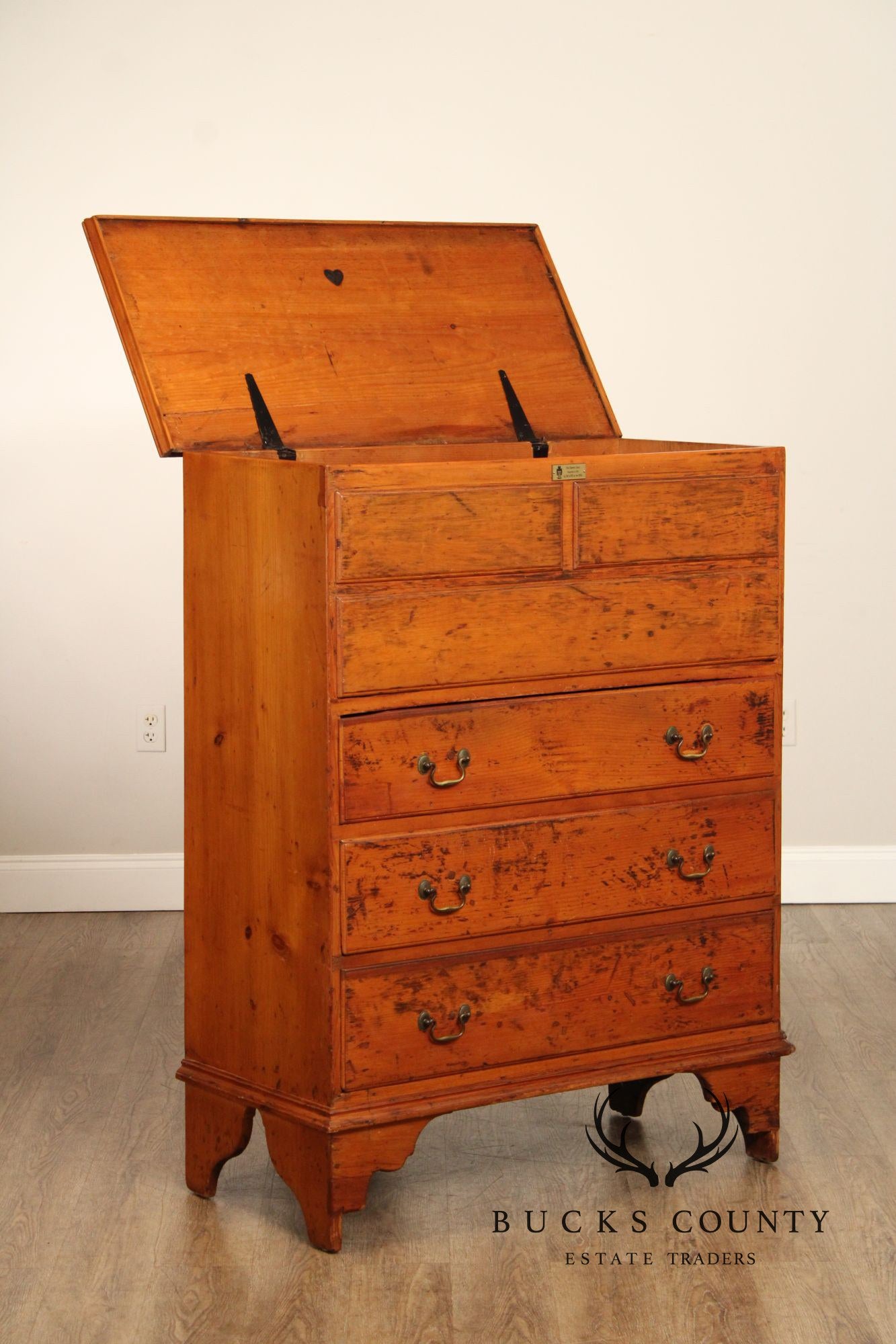 Antique Early American Pine Mule Chest