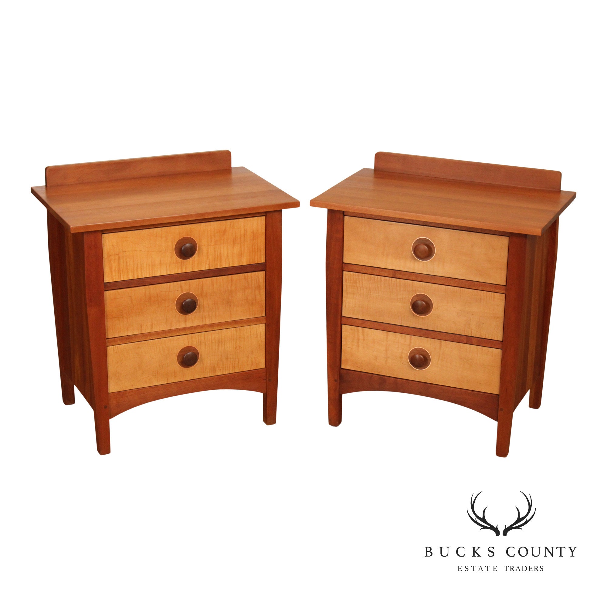 Stickley Mission Collection Harvey Ellis Pair Of Cherry Three Drawer Nightstands