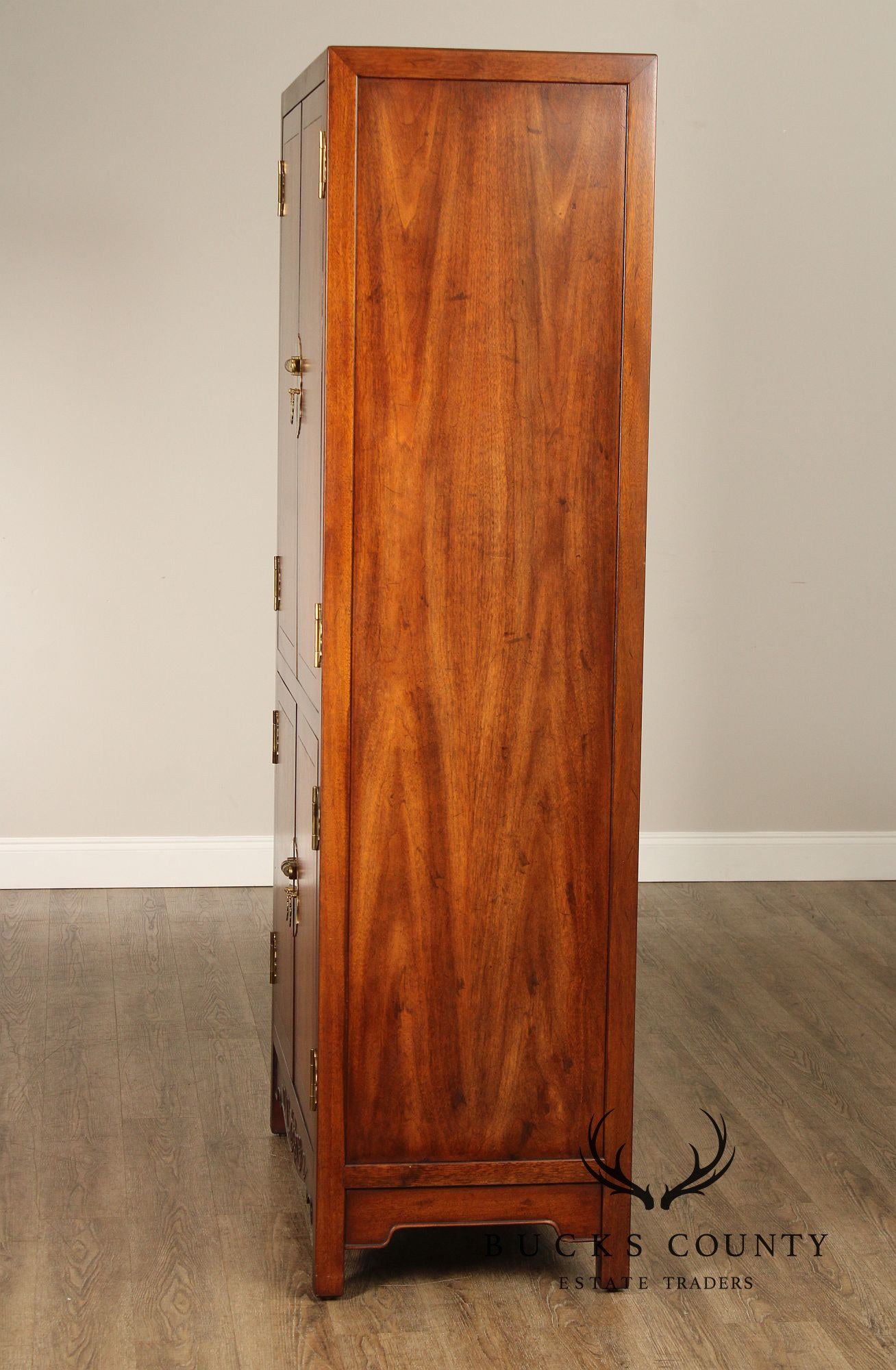 Henredon Vintage Asian Inspired Mahogany Tall Armoire