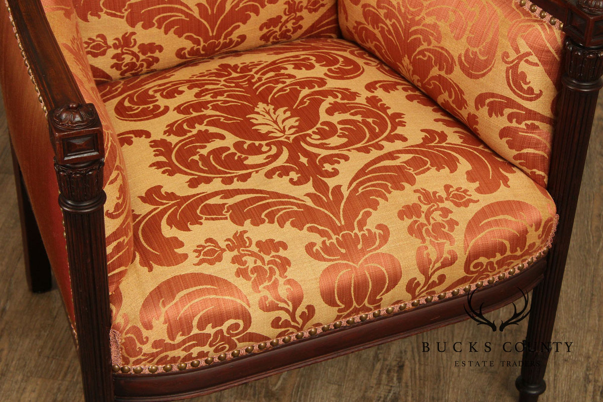 English Regency Style Antique Carved Mahogany Armchair