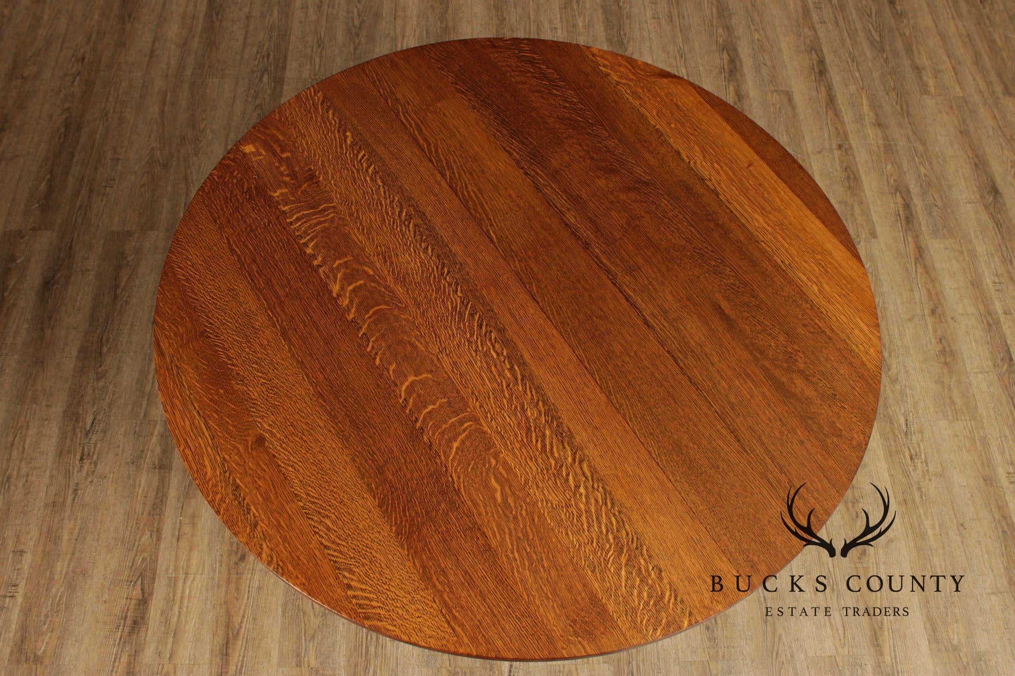 Stickley Mission Collection Round Oak Expandable Dining Table