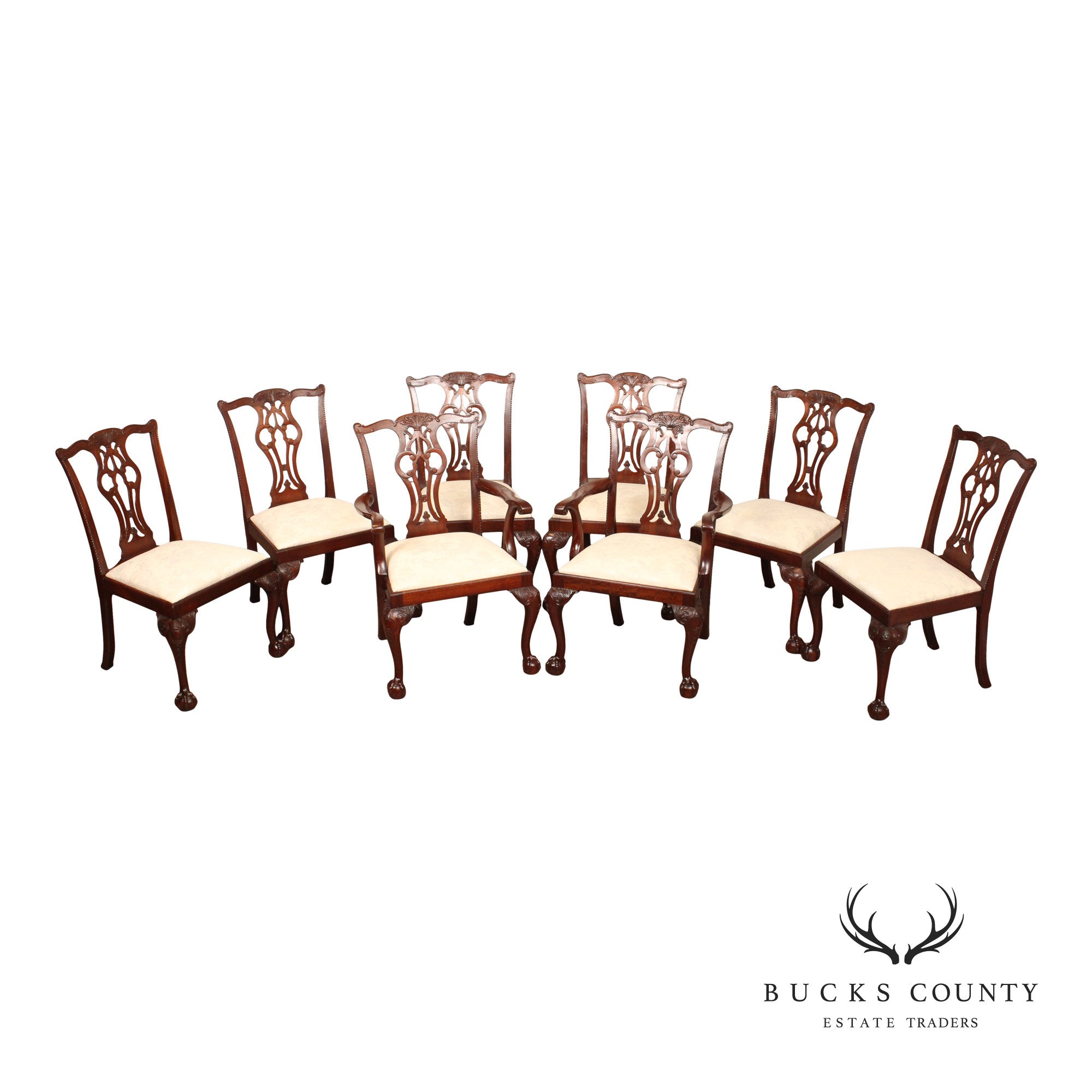 Lexington Chippendale Style Set of Eight Mahogany Dining Chairs