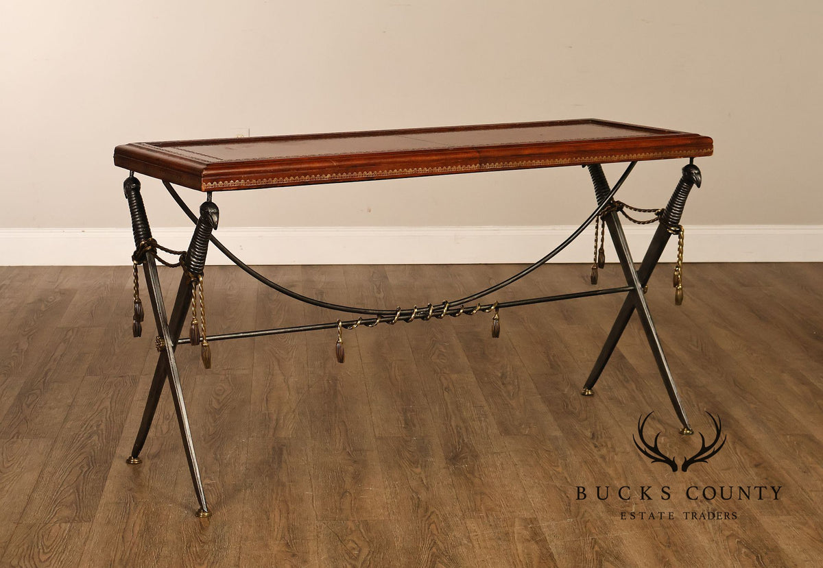 Maitland Smith Leather Top Sword Console