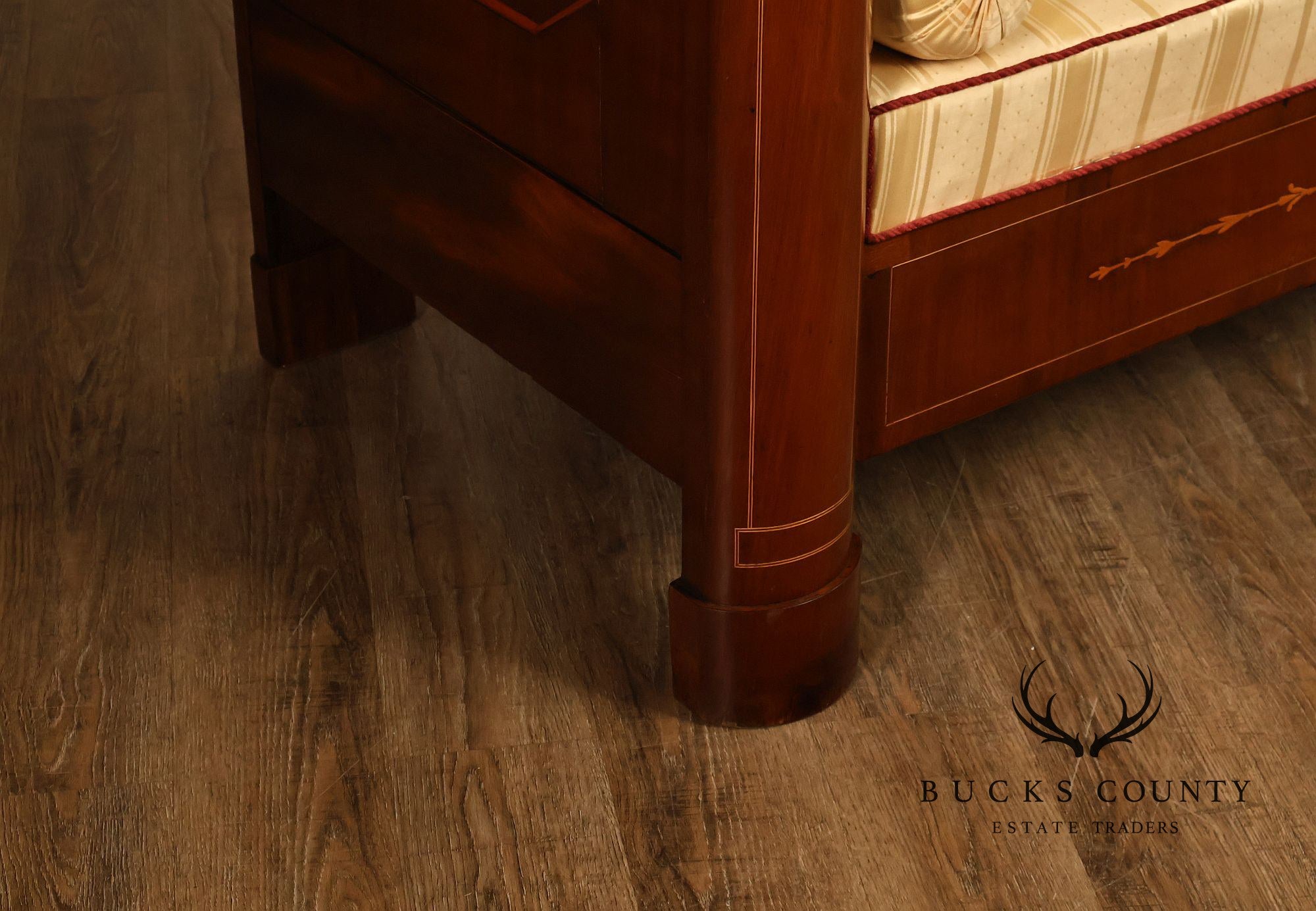 Biedermeier Style Antique Inlaid Mahogany Box Sofa