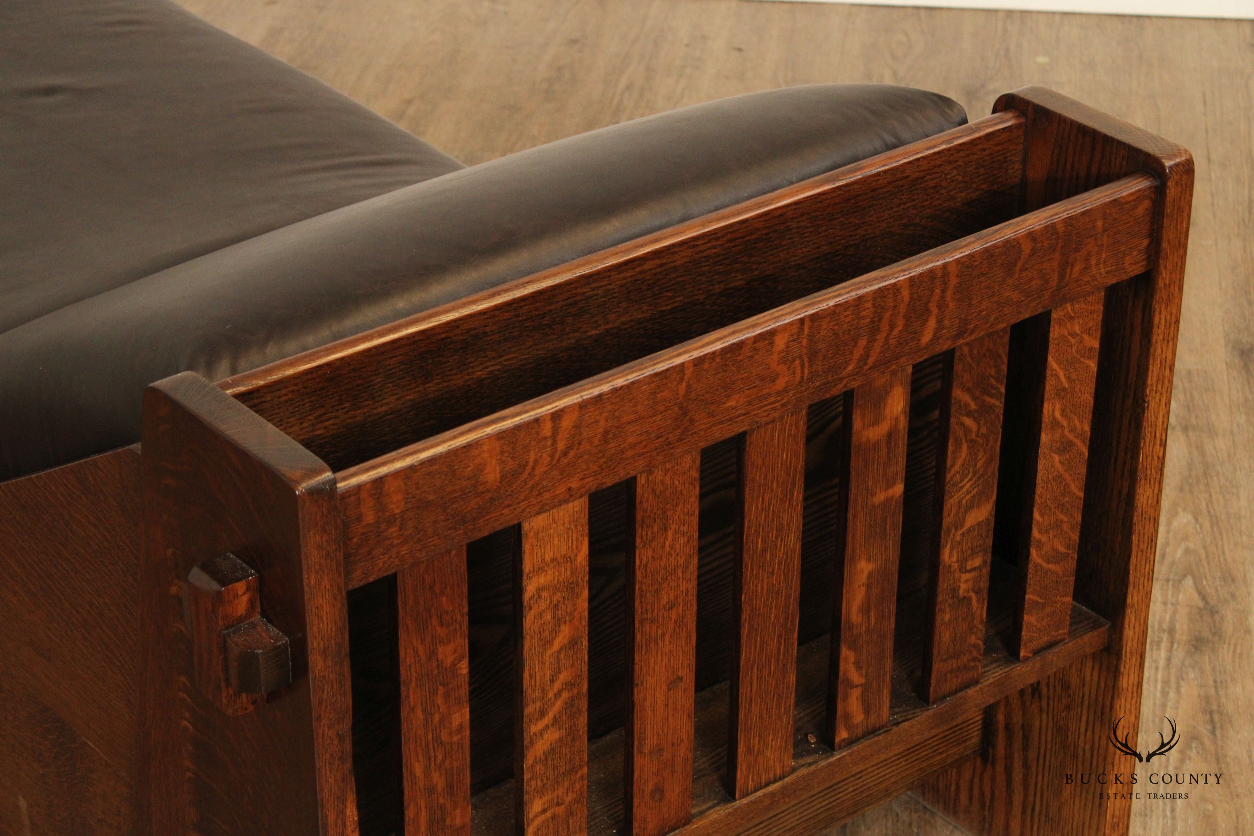 Antique Mission Oak And Leather Day Bed