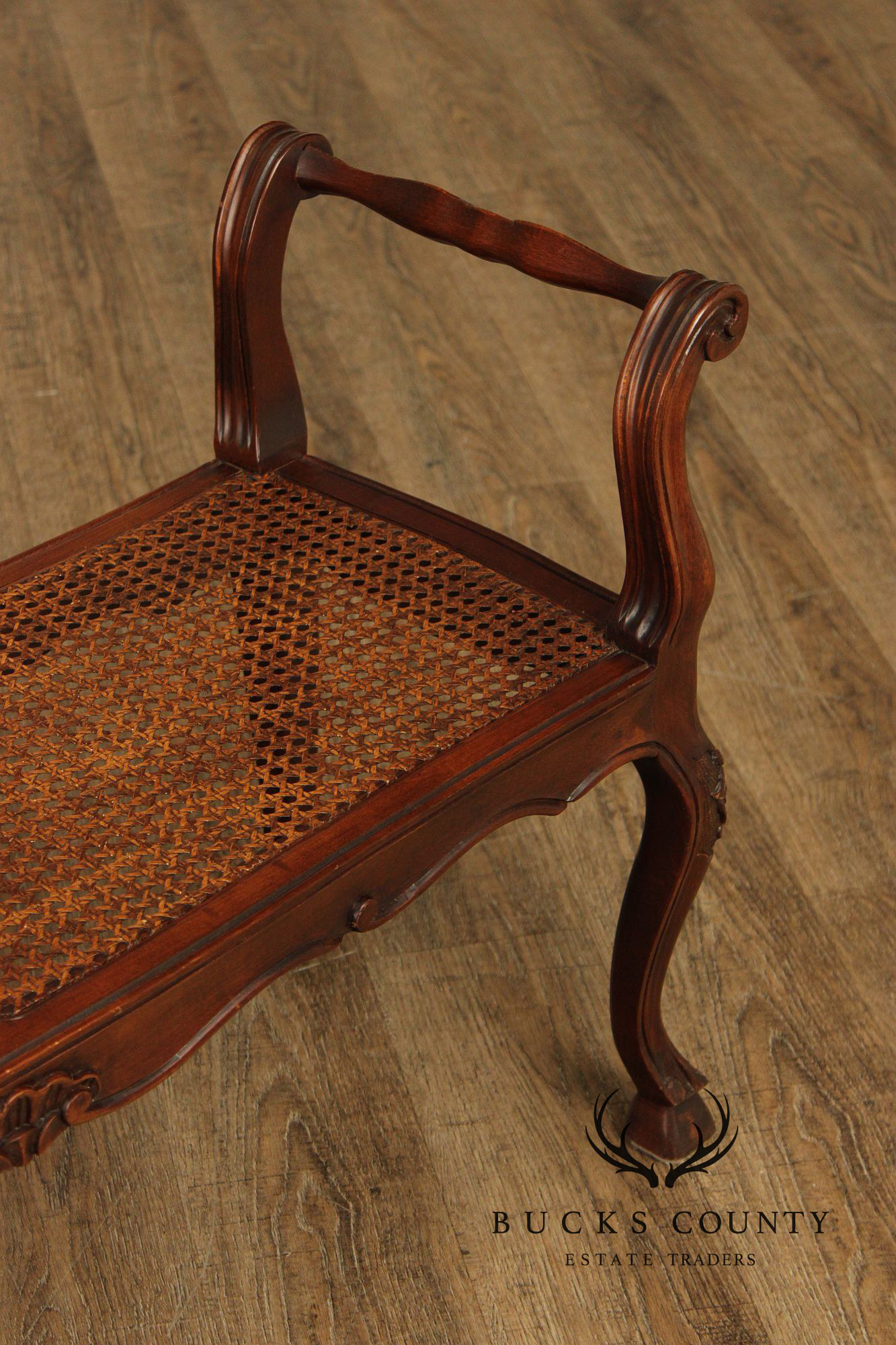 Italian Provincial Style Cane Seat Bench