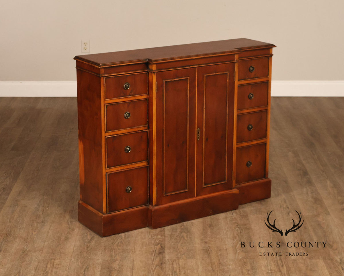 Narrow English Georgian Style Eight-Drawer Buffet Sideboard Credenza