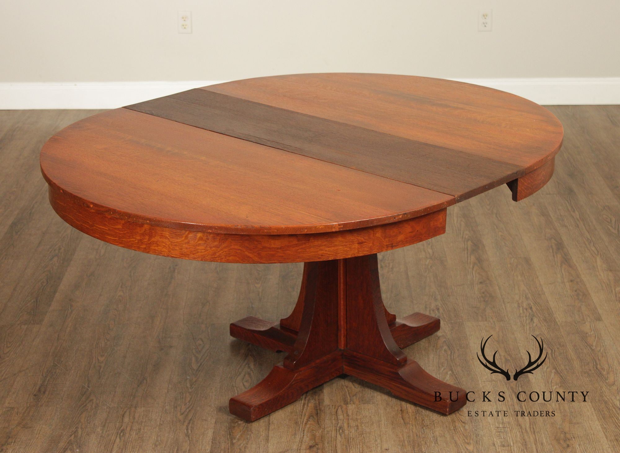 Antique L. & J.G. Stickley Mission Oak Round Dining Table
