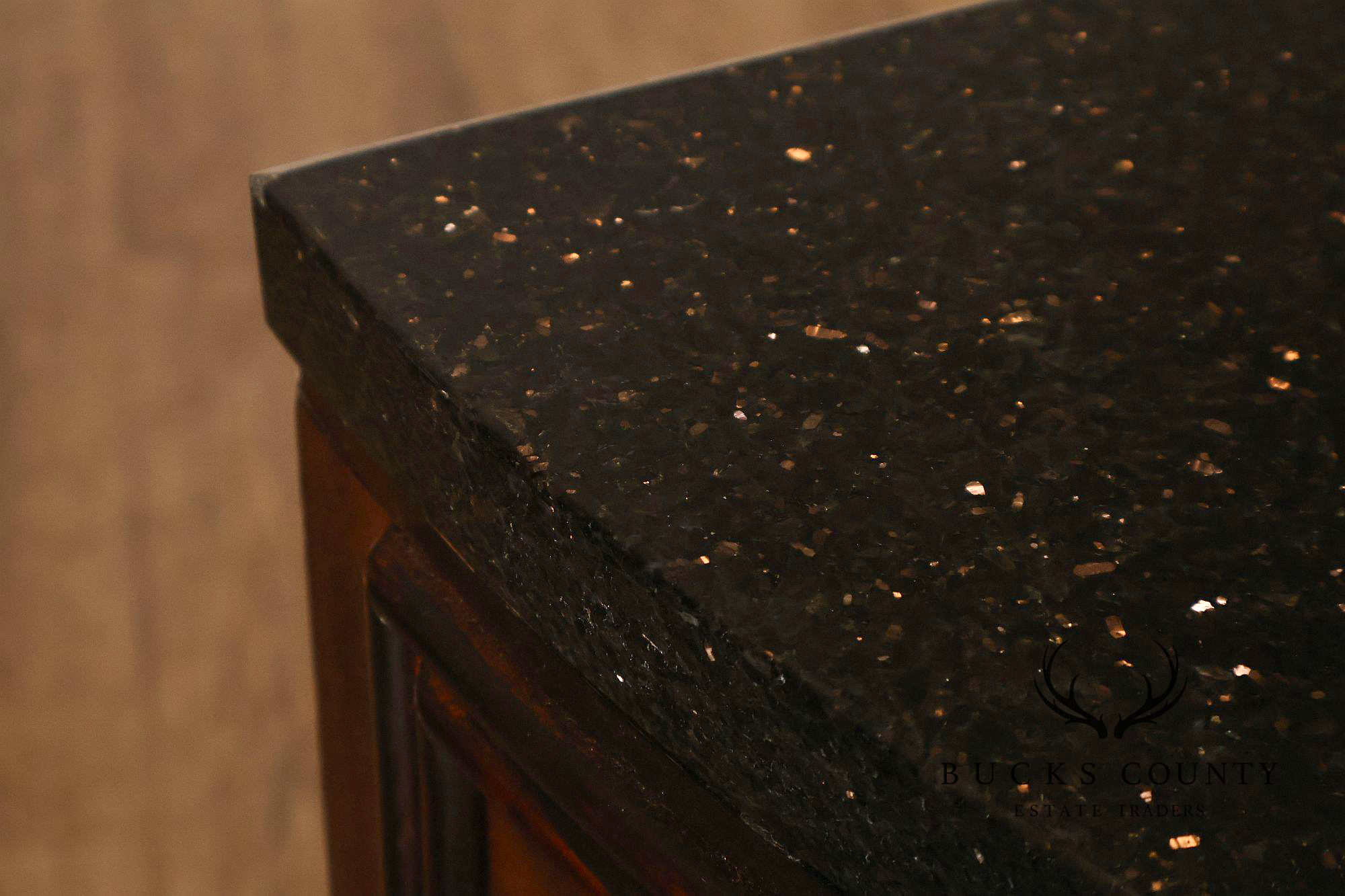 Bernhardt Art Deco Style Curved Front Sideboard With Black Granite Top