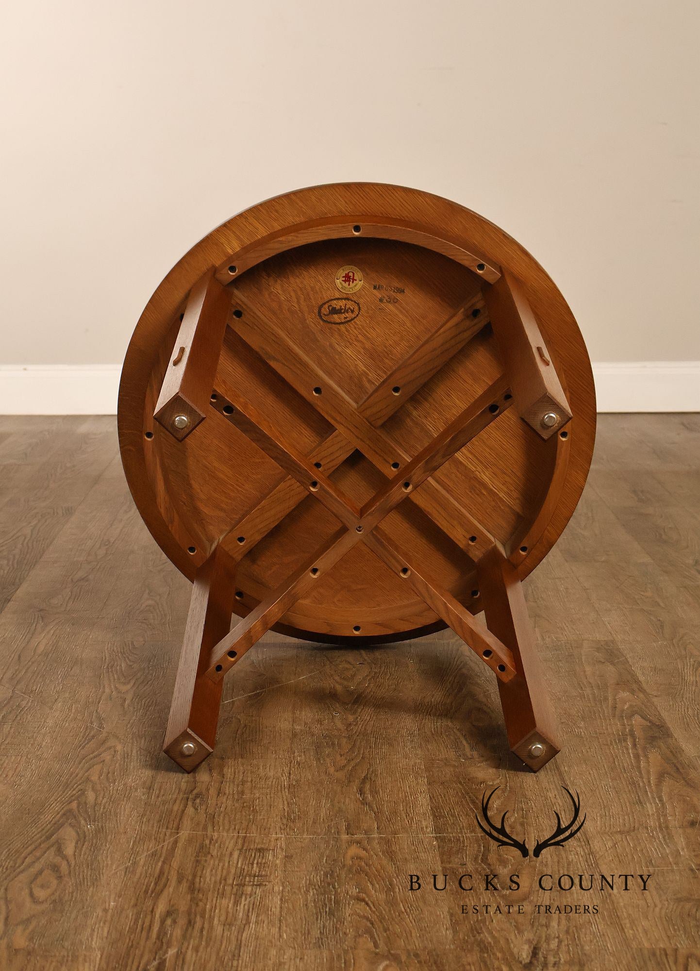 Stickley Mission Collection Oak Round Lamp Table