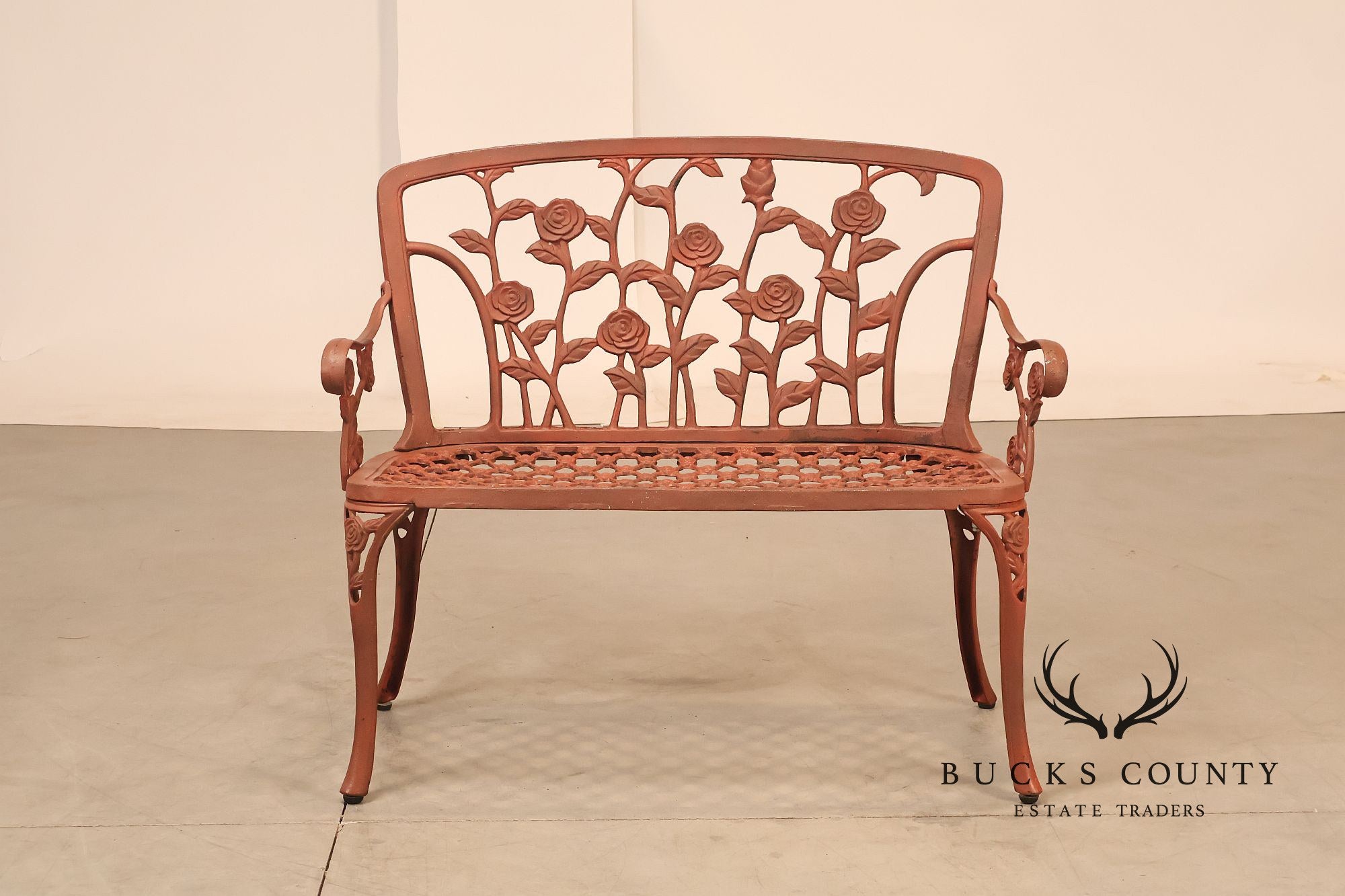 Cast Aluminum Vintage Rose Garden Bench