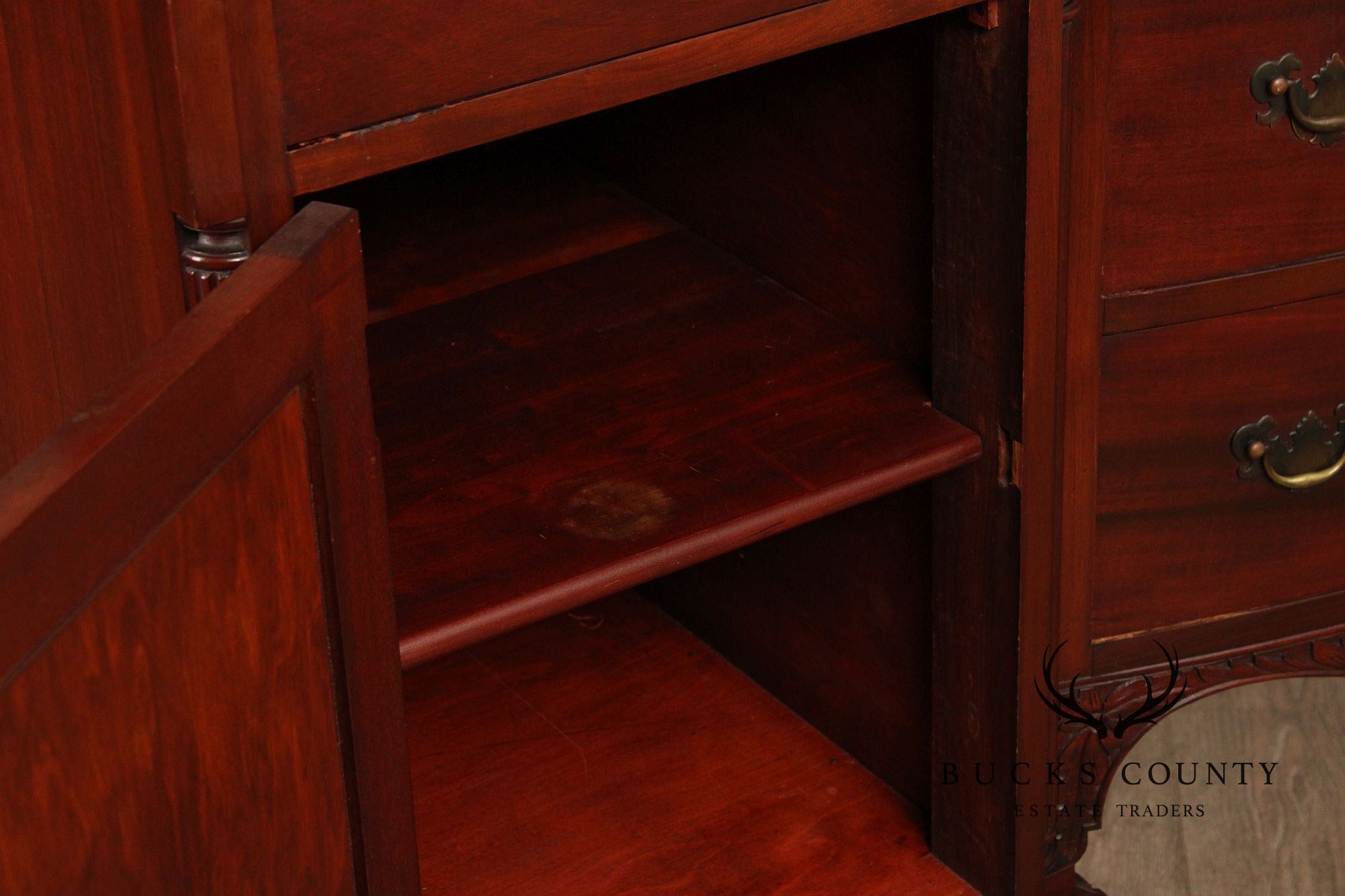 Chippendale Style Vintage Carved Mahogany Sideboard