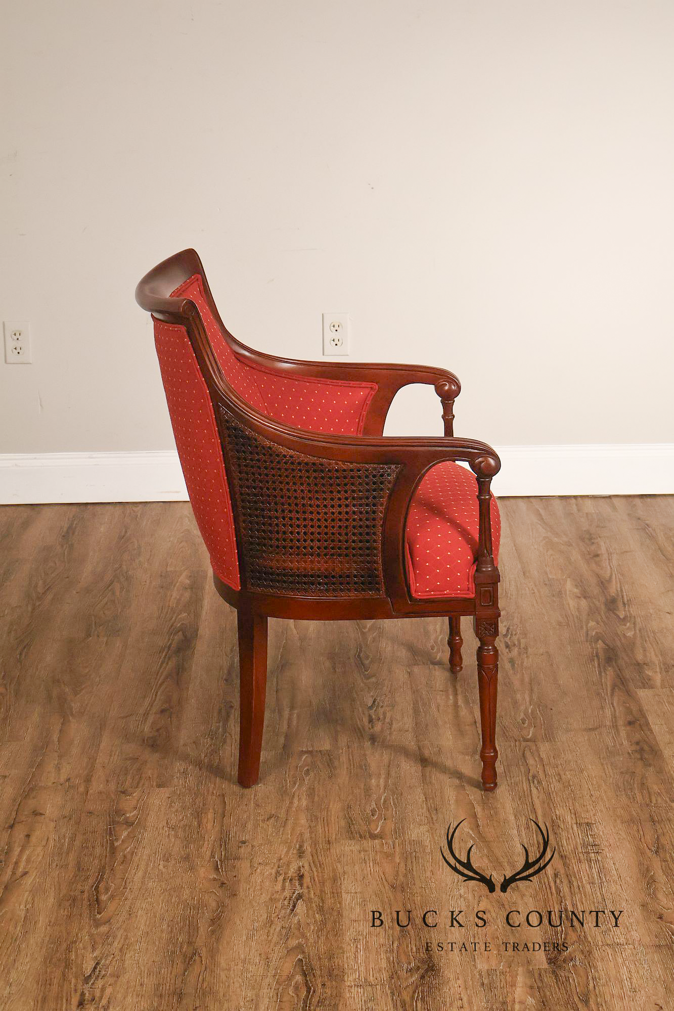 Bassett Federal Style Mahogany Cane Back Accent Chair