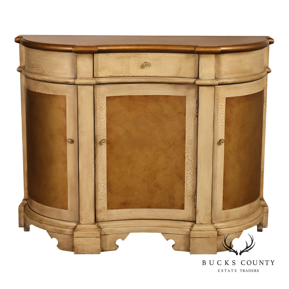 Painted Demilune Three Door Sideboard Cabinet