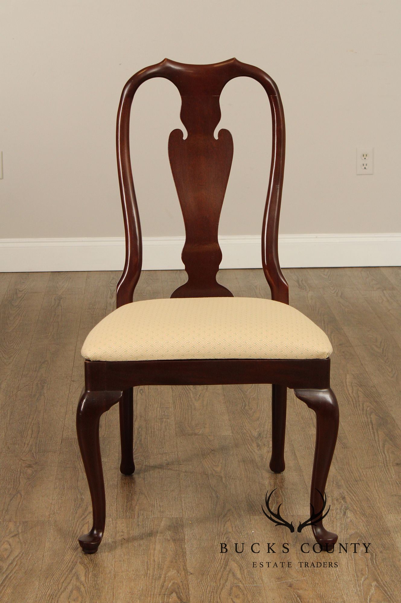 Councill Queen Anne Style Set of Ten Carved Mahogany Dining Chairs