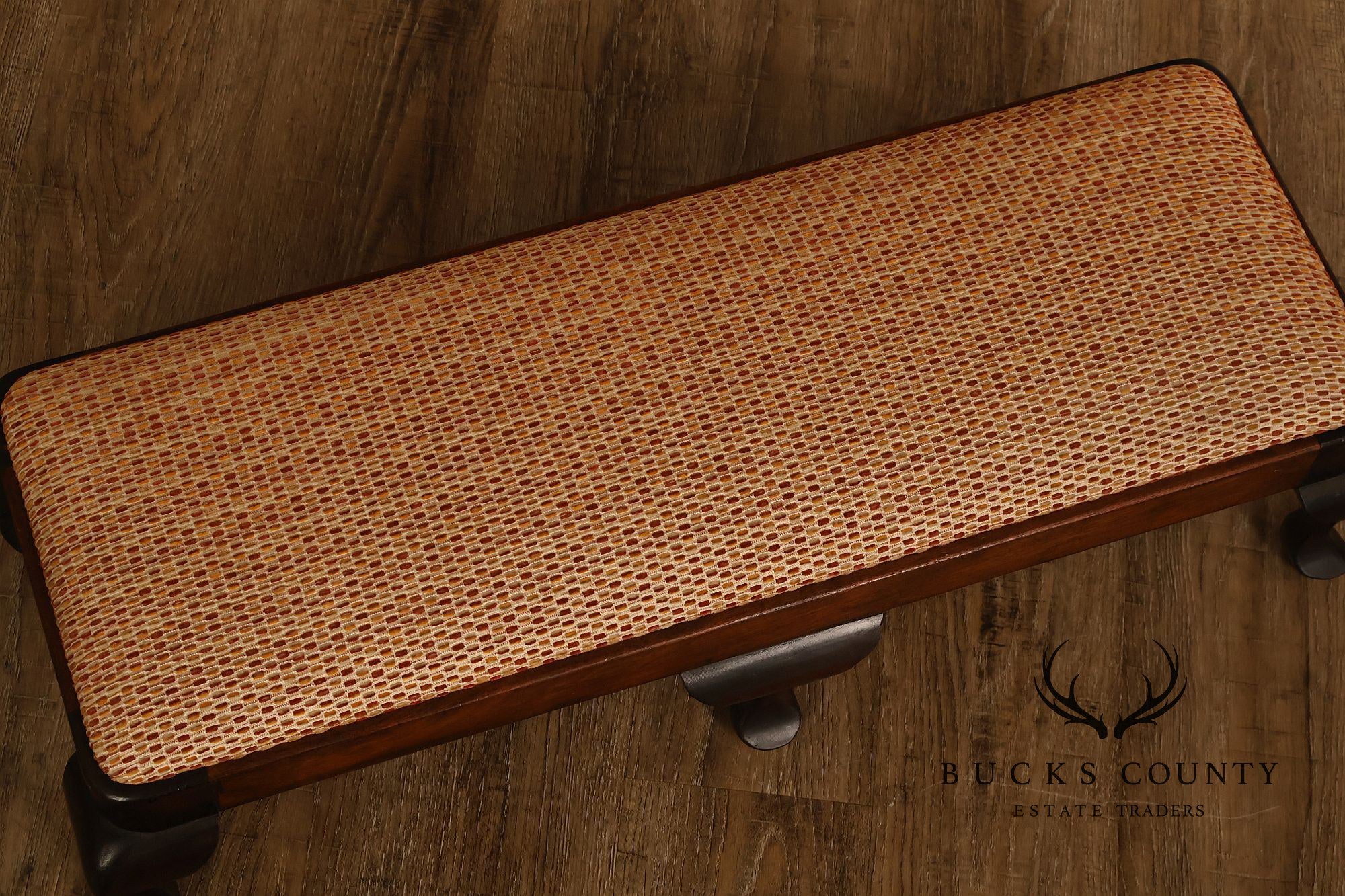 Queen Anne Style Vintage Mahogany Six Leg Footstool