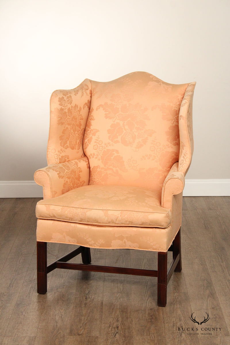HICKORY CHAIR CO. CHIPPENDALE STYLE MAHOGANY WINGBACK CHAIR