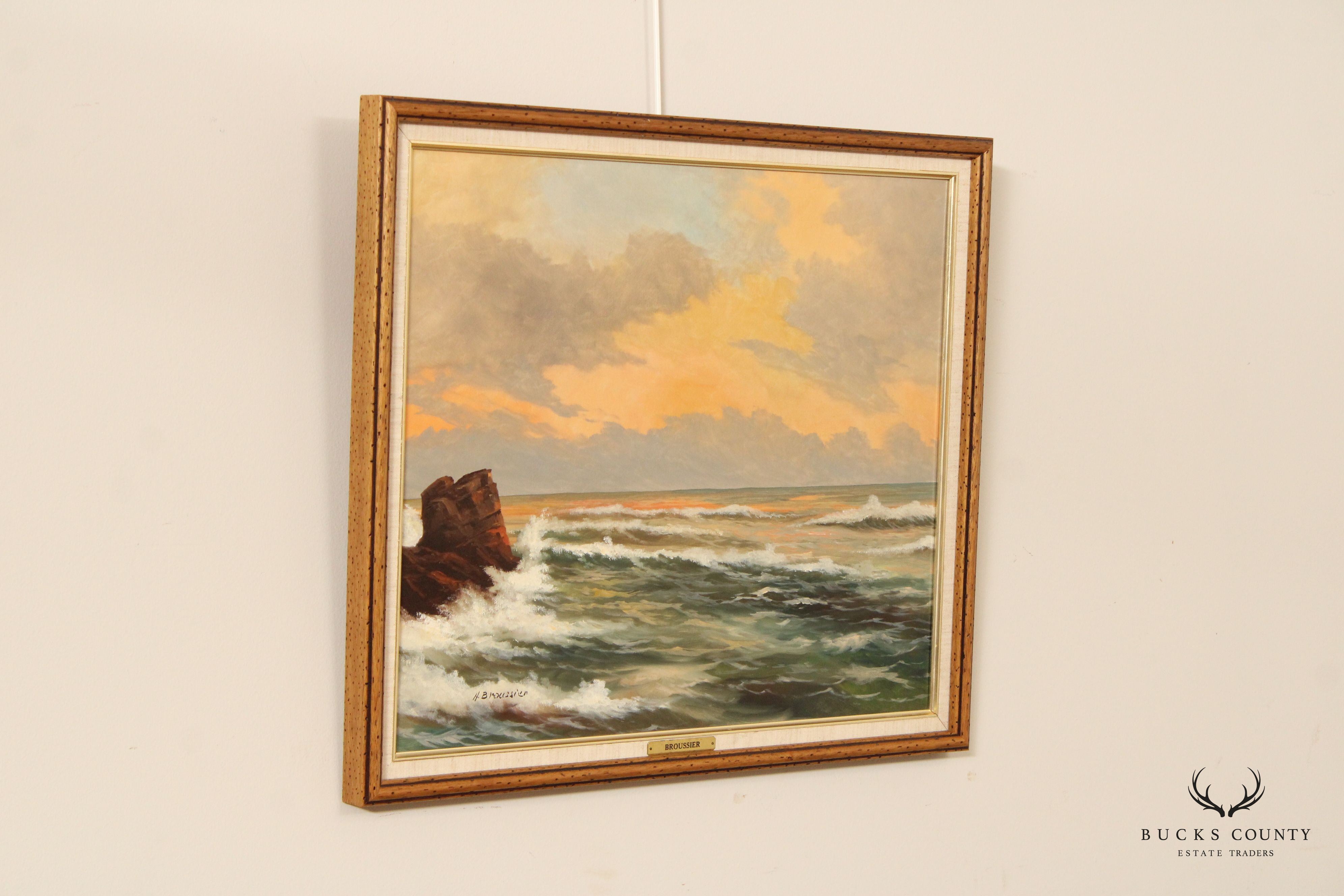 H. Broussier Signed Seascape Oil Painting