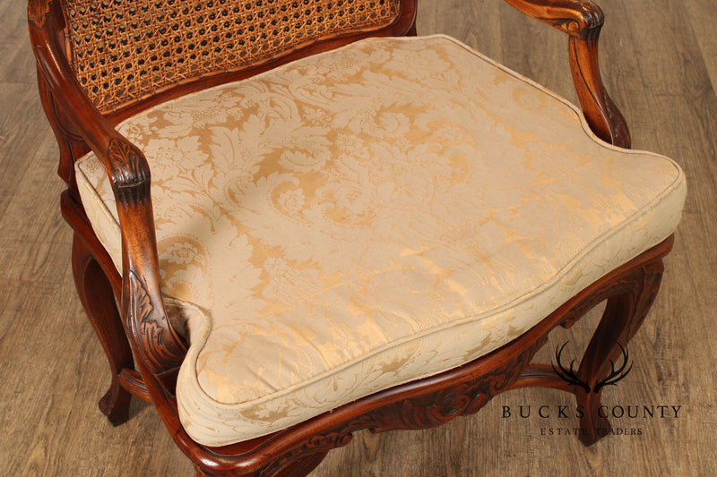 French Country Style Pair of Caned Armchairs