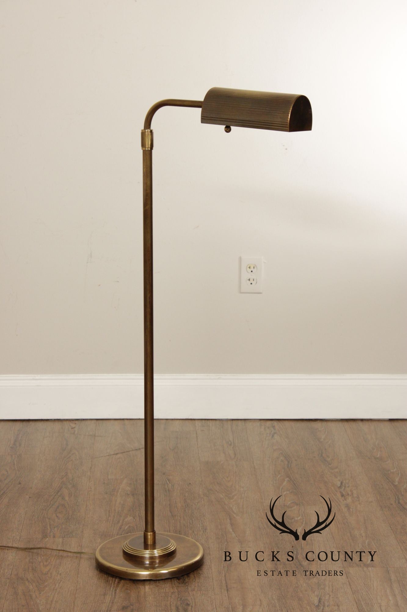 Leviton Mid-Century Modern Style Brass Adjustable Floor Lamp
