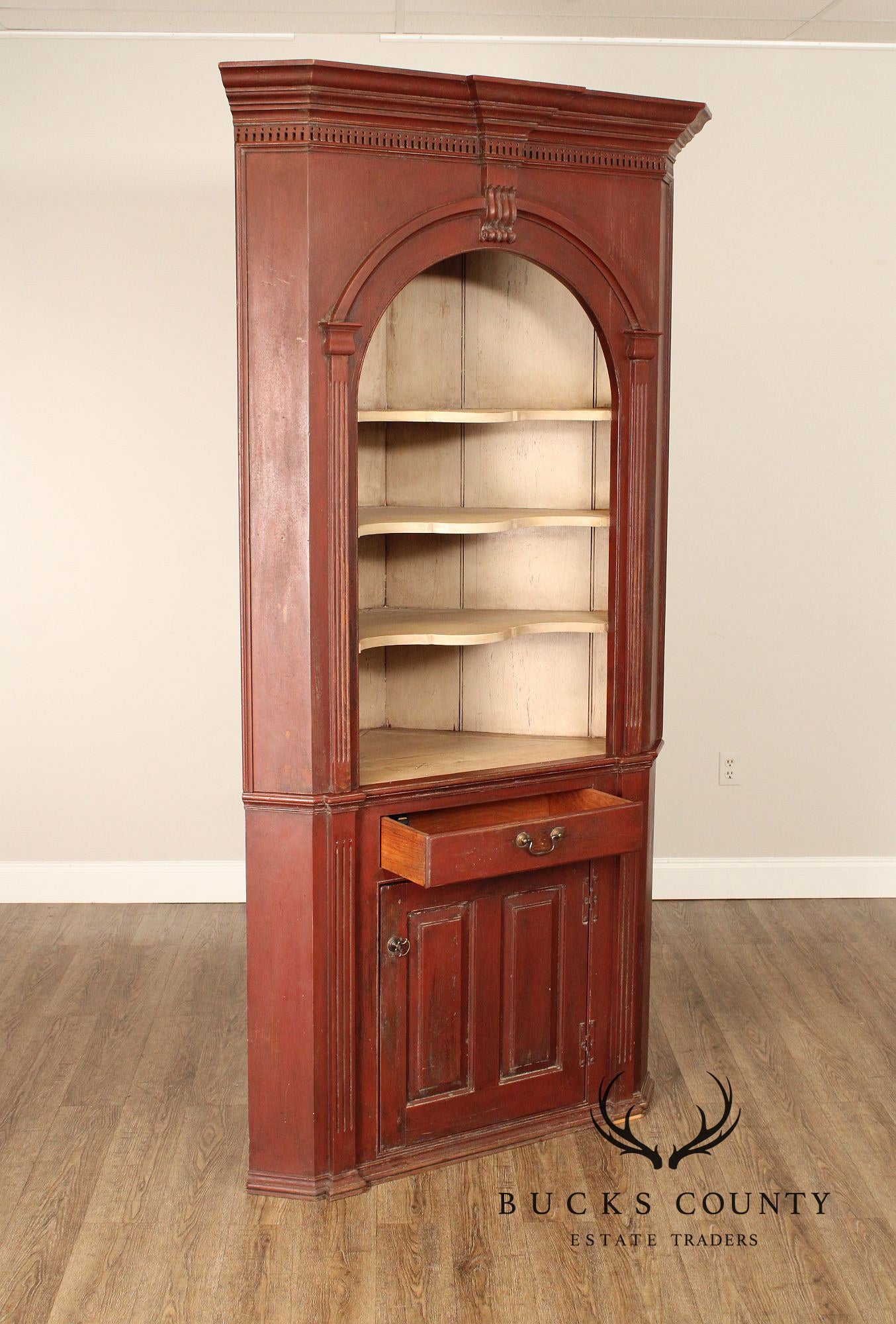 Custom Quality Large Painted Architectural Corner Cabinet