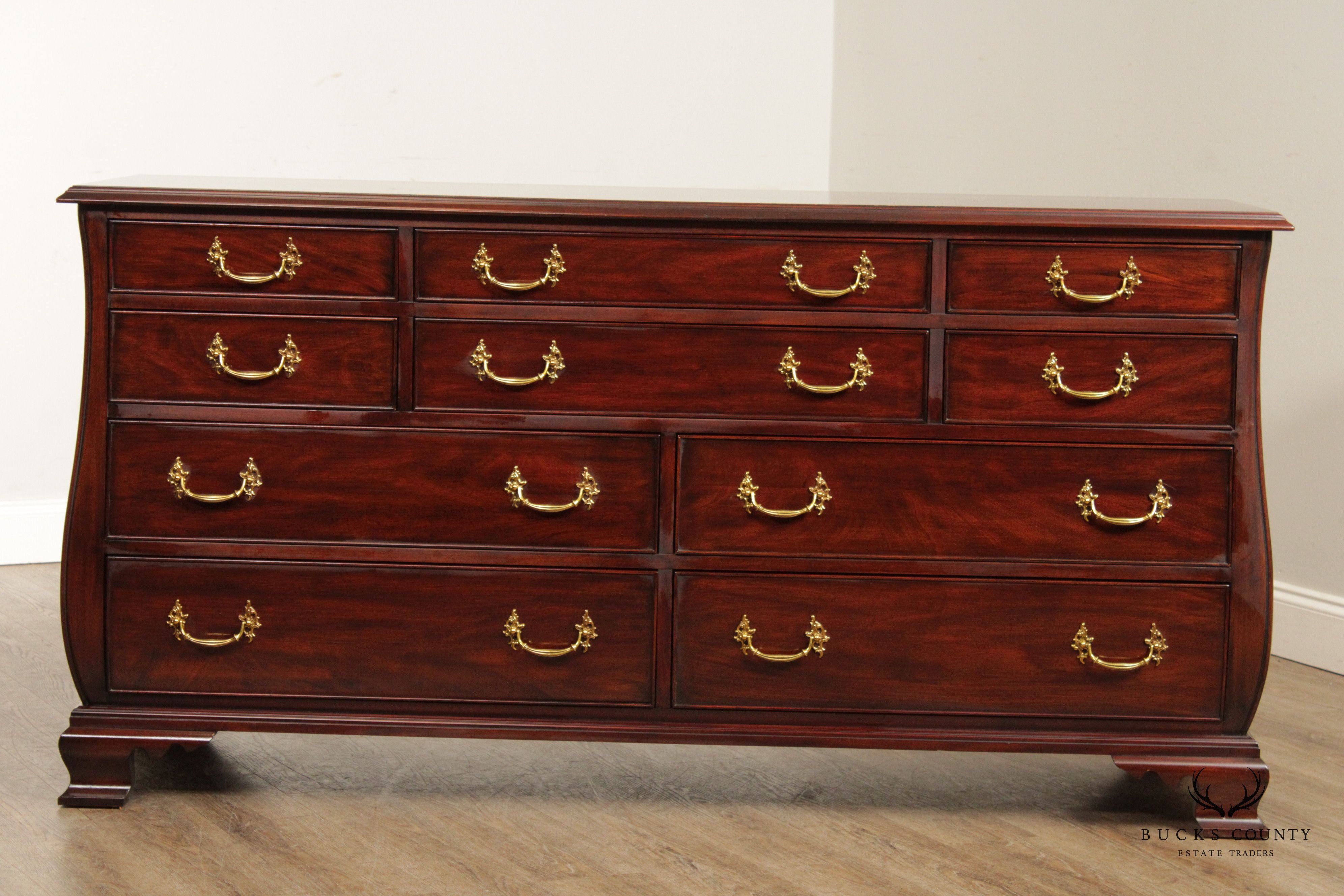 Henkel Harris Mahogany Chippendale Style Bombe Bedroom Dresser