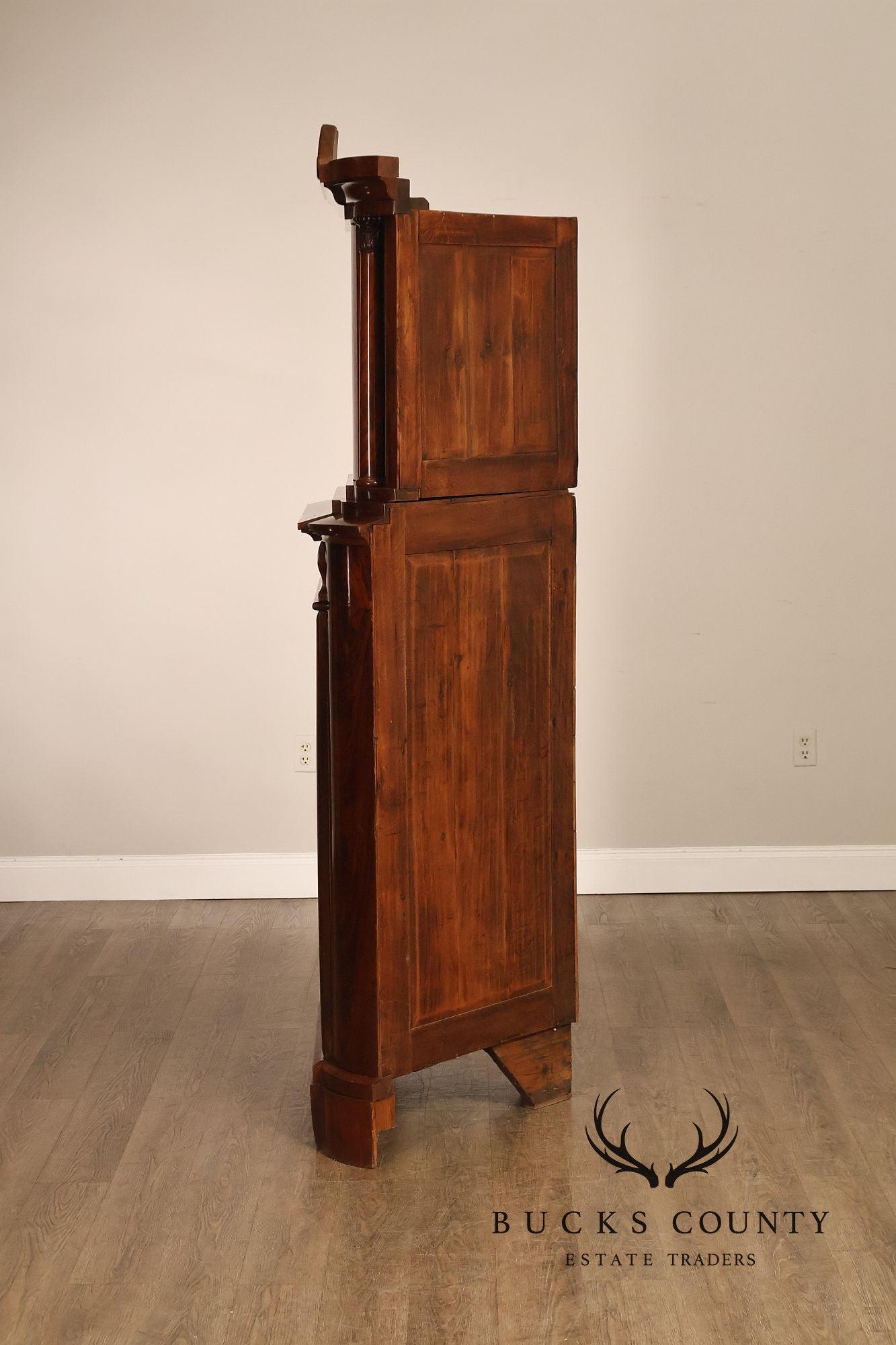 Antique Mahogany Biedermeier Two Piece Corner Cabinet
