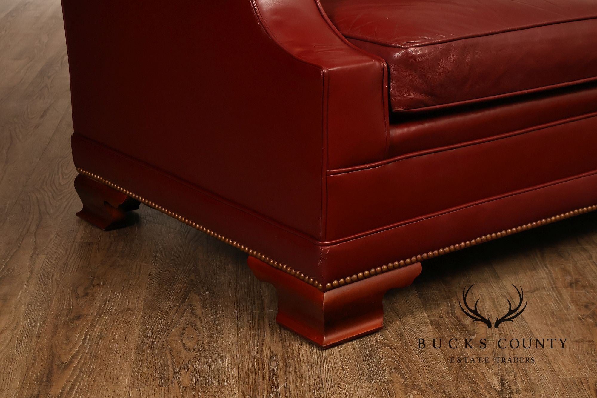 Kindel Vintage Camelback Back Leather Three Cushion Sofa