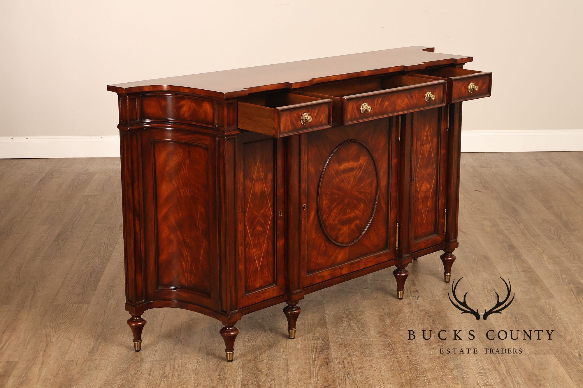 Theodore Alexander Mahogany Concave Side Cabinet