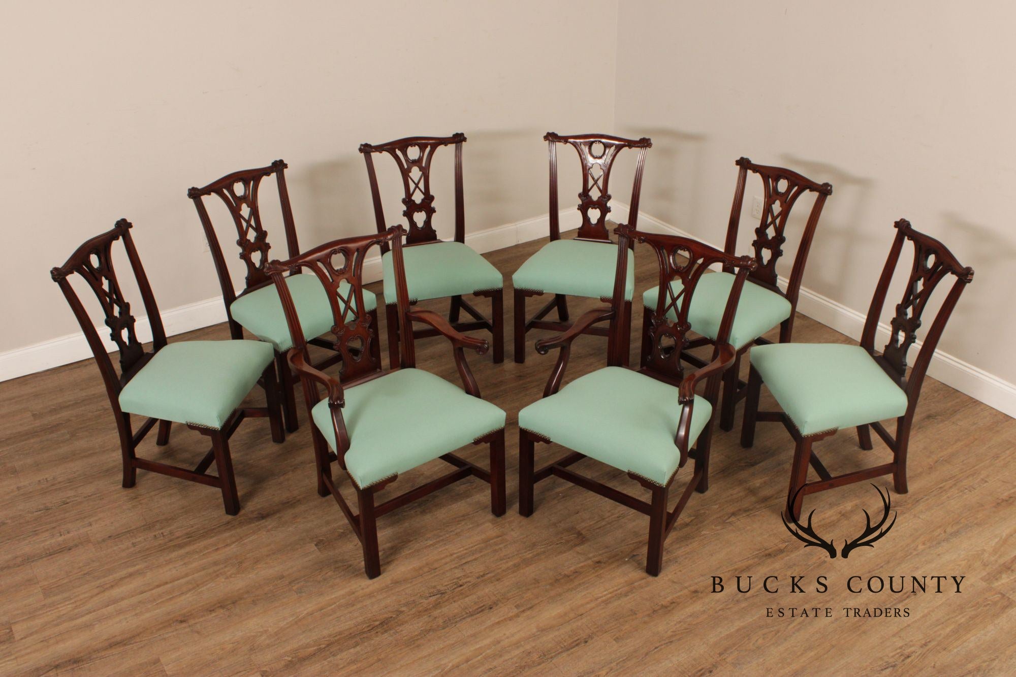 Kindel Furniture Irish Georgian Set of Eight Mahogany Dining Chairs