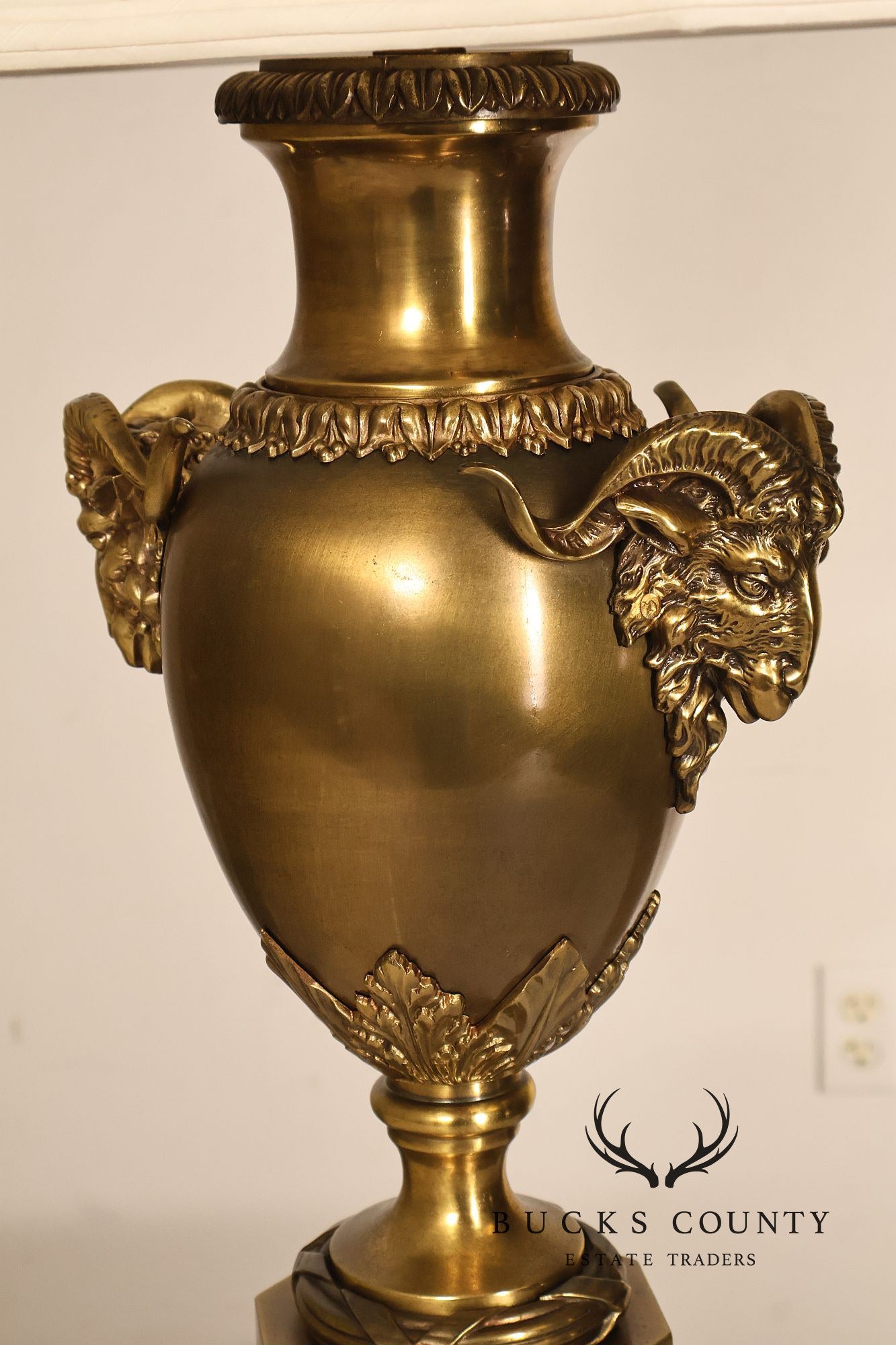 Chapman Vintage Pair of Brass Ram's Head Table Lamps
