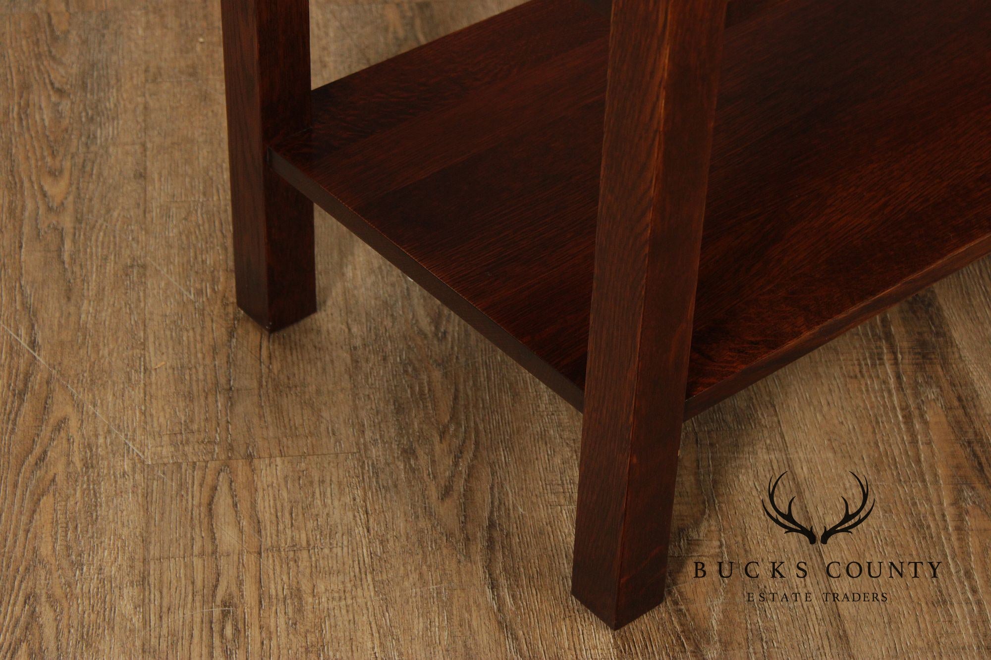 Stickley Mission Collection Oak Two Drawer Console Table With Shelves