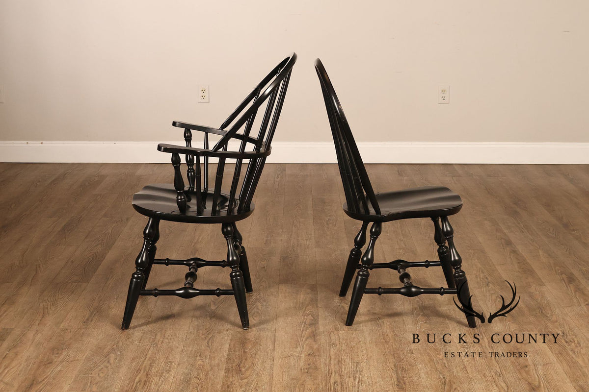 Nichols And Stone Set Of Six Black Windsor Dining Chairs
