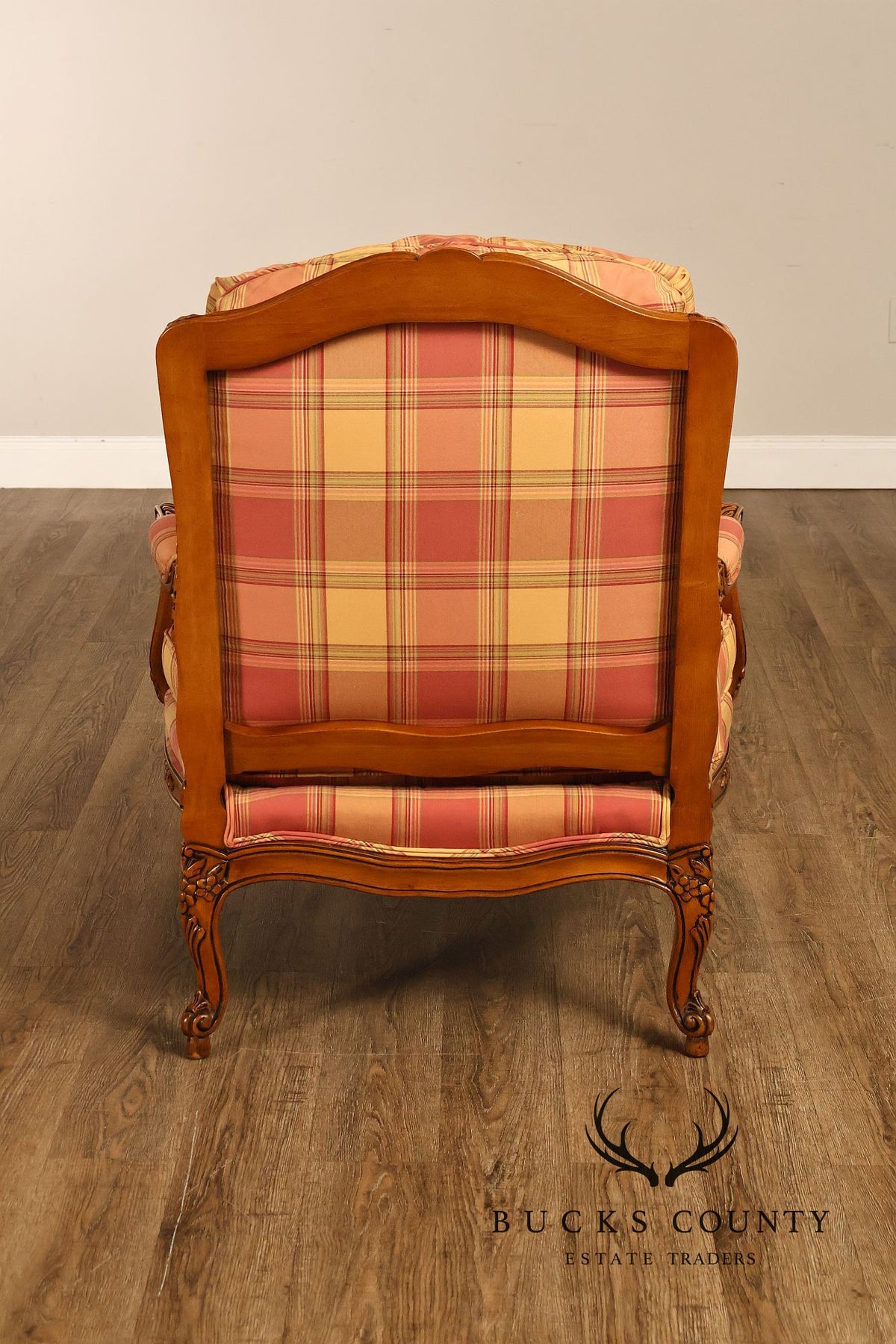 Sherrill Furniture French Louis XV Style Pair of Lounge Chairs with Ottomans