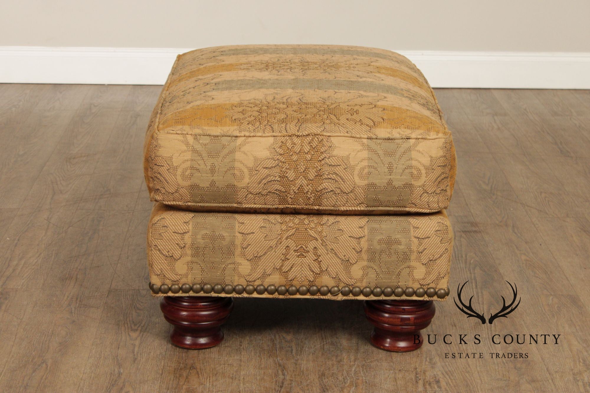 Thomasville Traditional Style Pair of Upholstered Ottomans