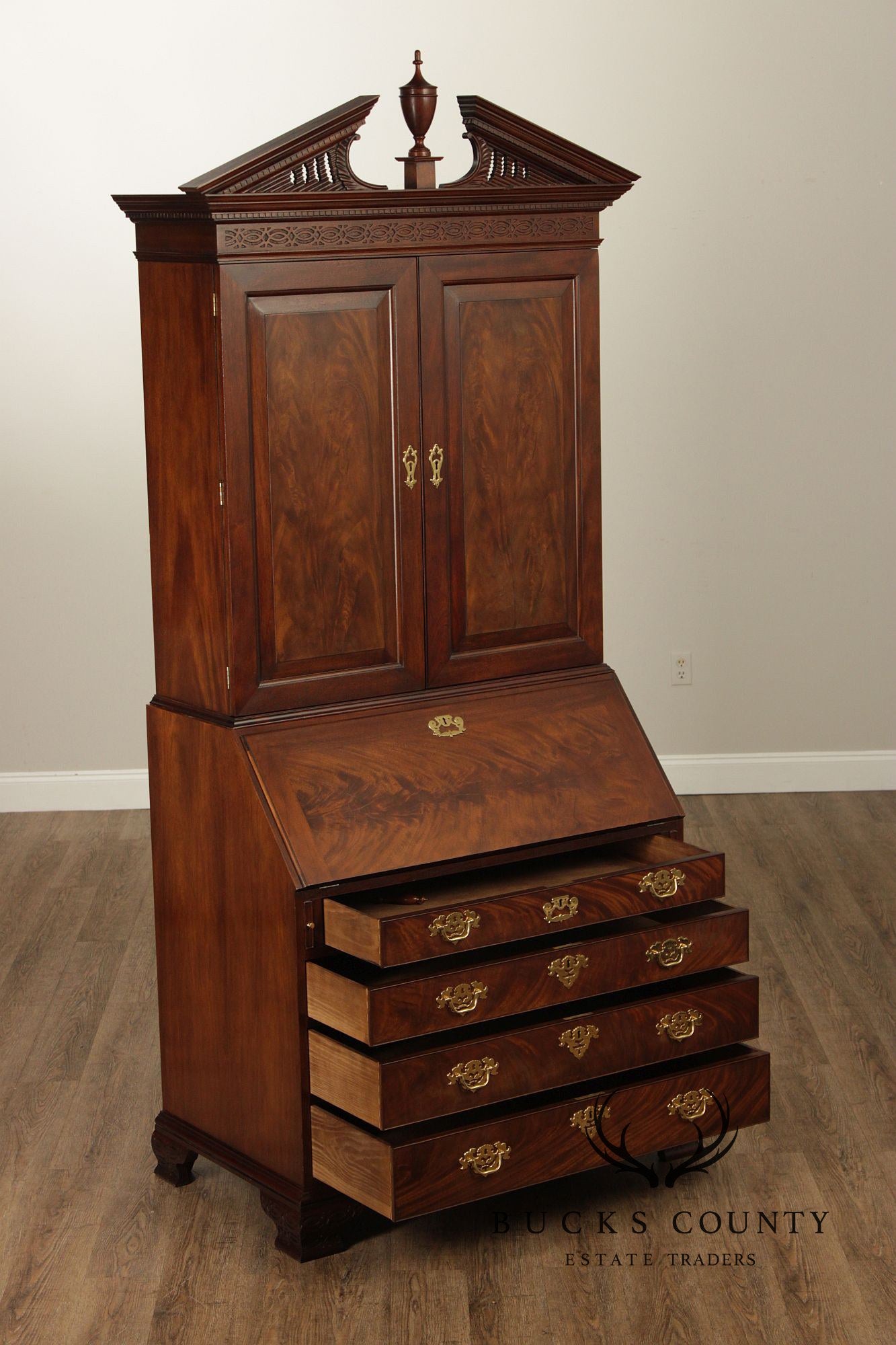 Baker Historic Charleston Collection Chippendale Style Mahogany Secretary Desk