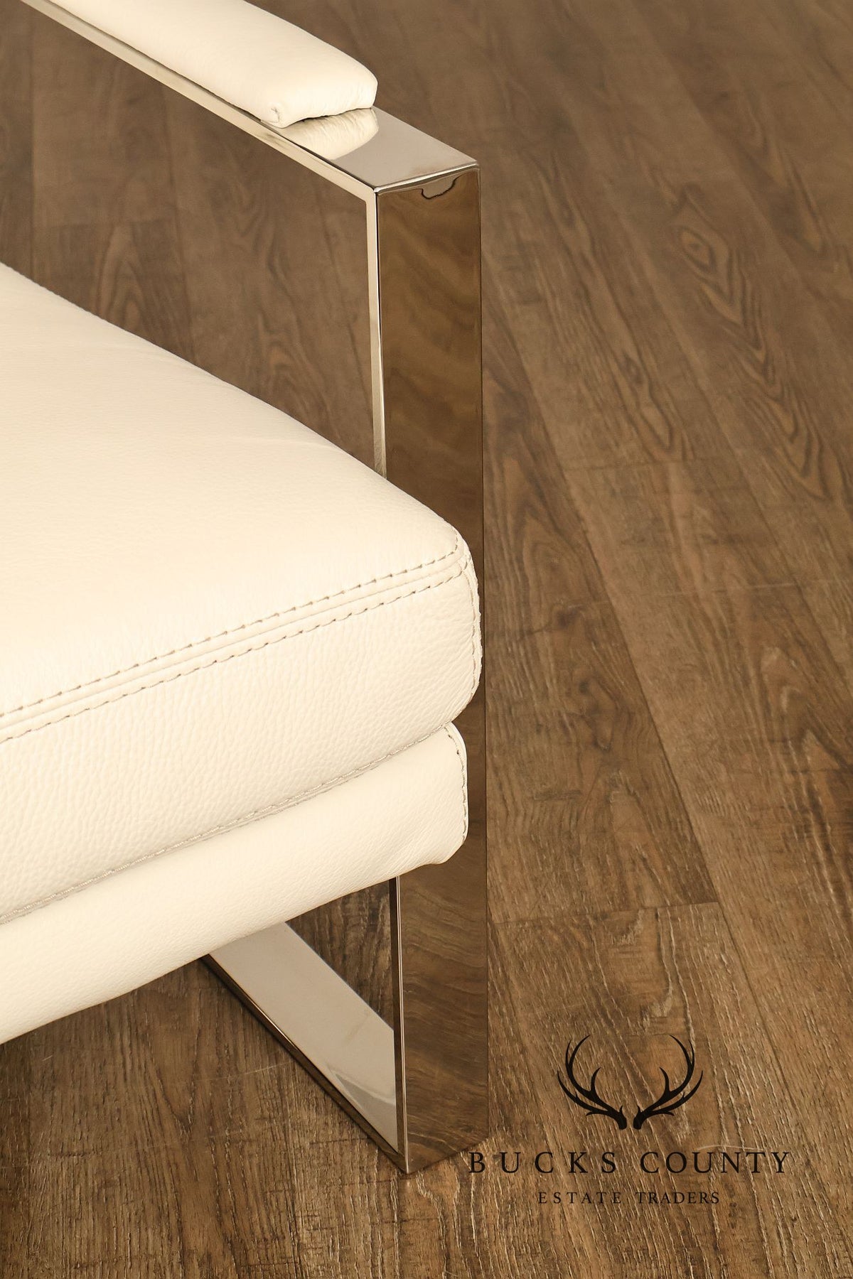 Modern Style Chrome and Leather Lounge Chair