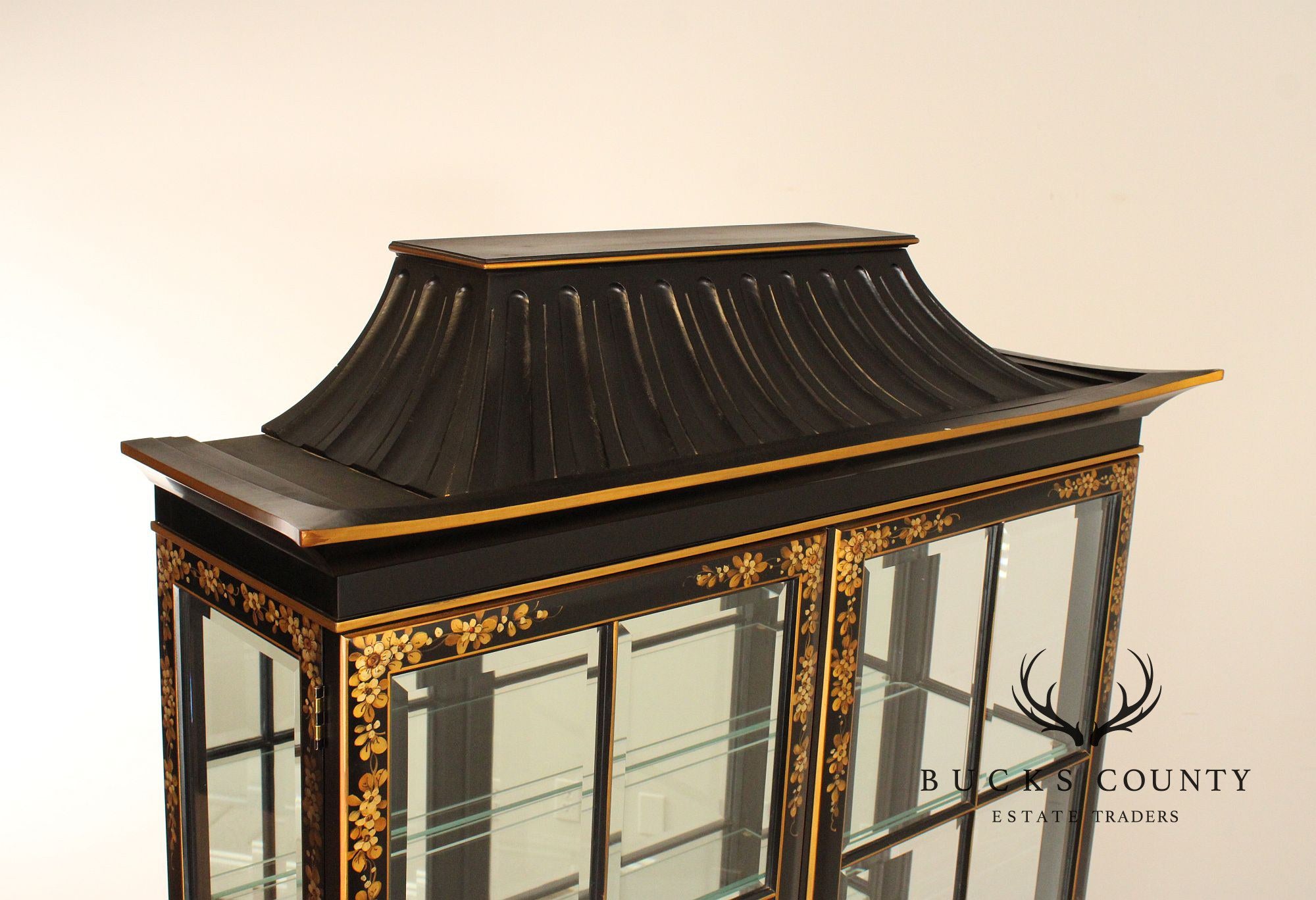 Chinoserie Decorated Pagoda Display Cabinet