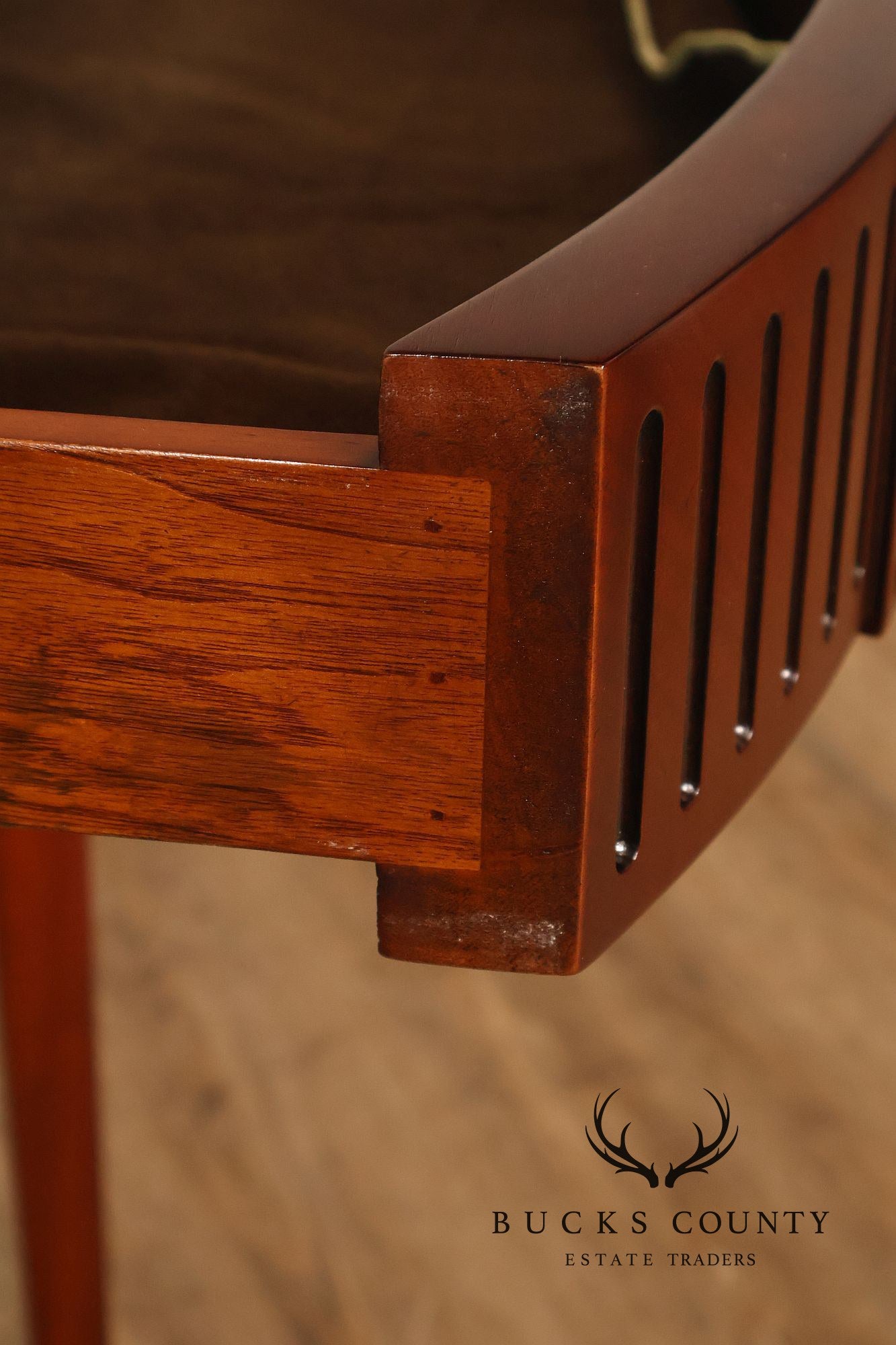 Custom Mahogany Inlaid Demilune Console Table