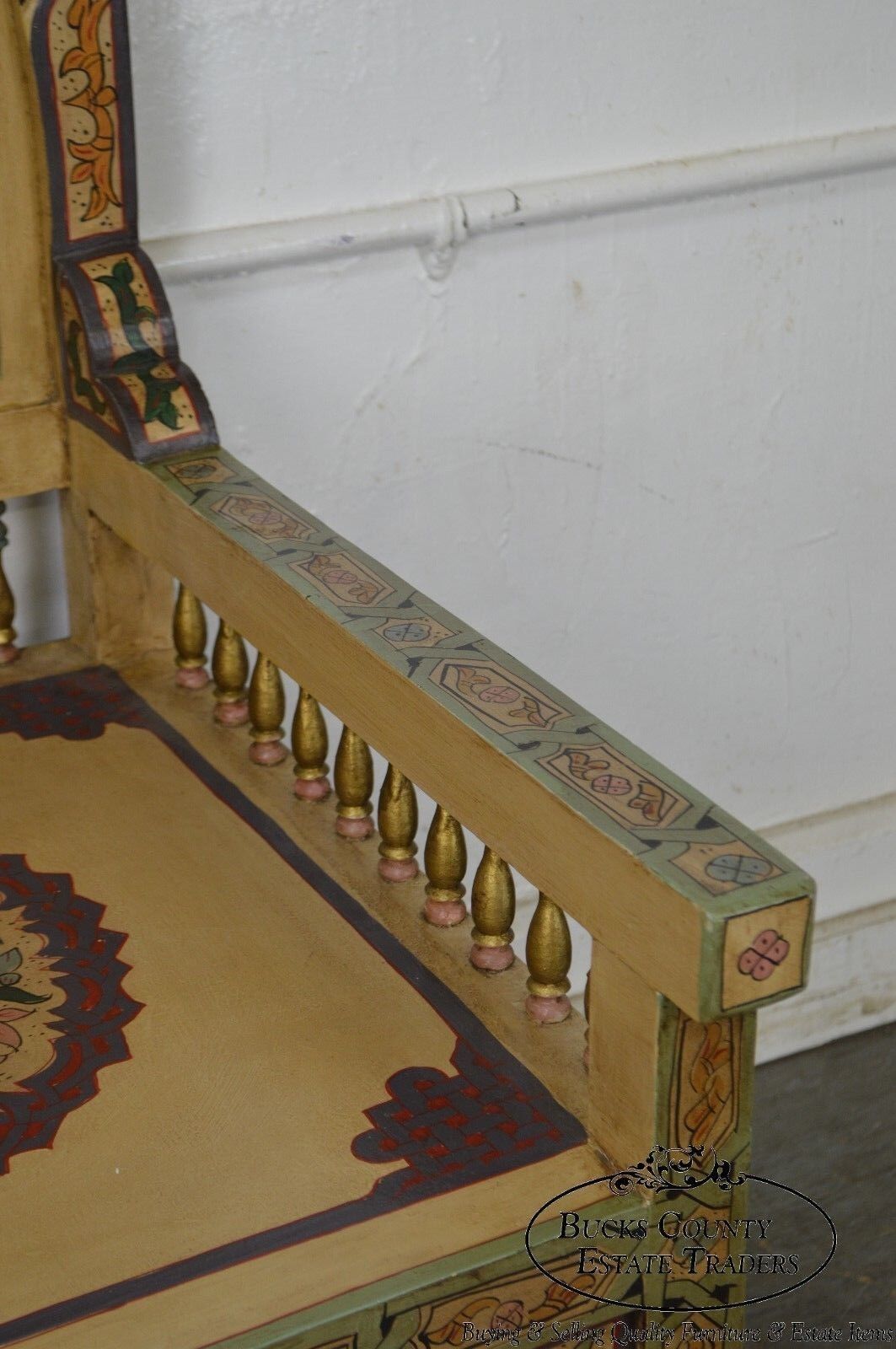 Unusual Pair of Middle Eastern Decorated Hall Chairs