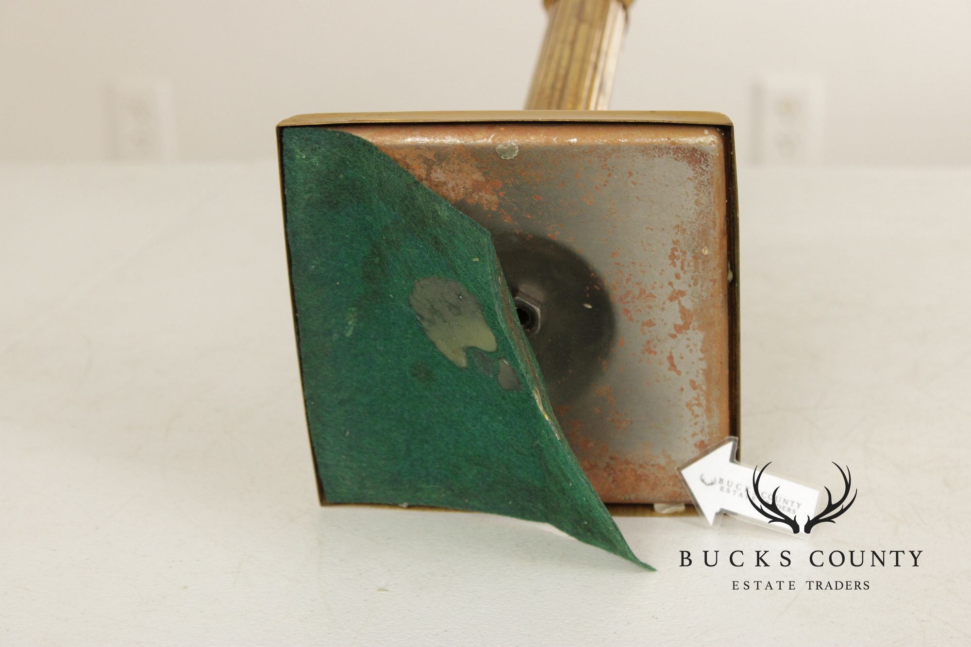 Classical Style Vintage Pair of Brass and Marble Candelabra